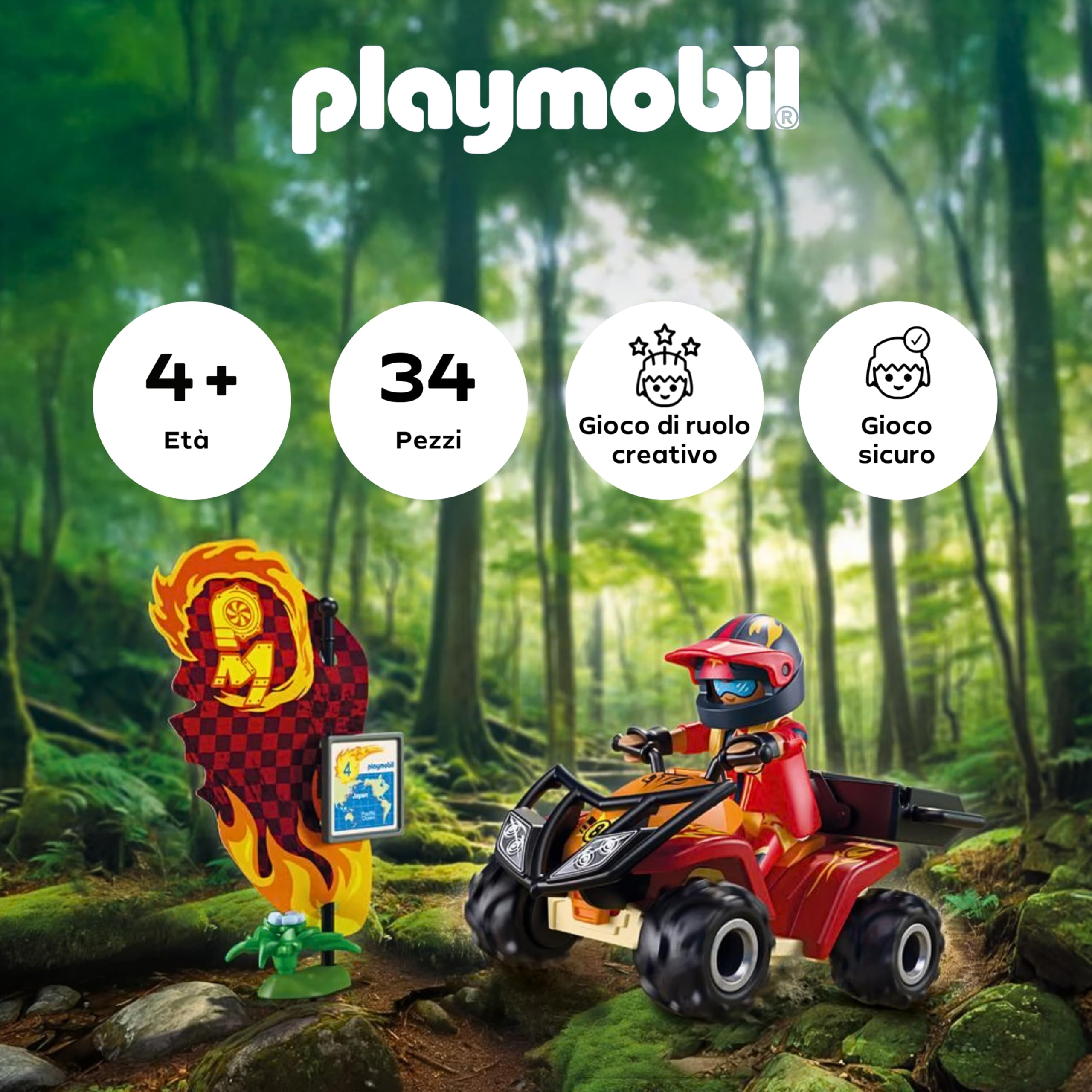 Playmobil Cars Quad Fuoristrada macchinina 72064 4+ anni