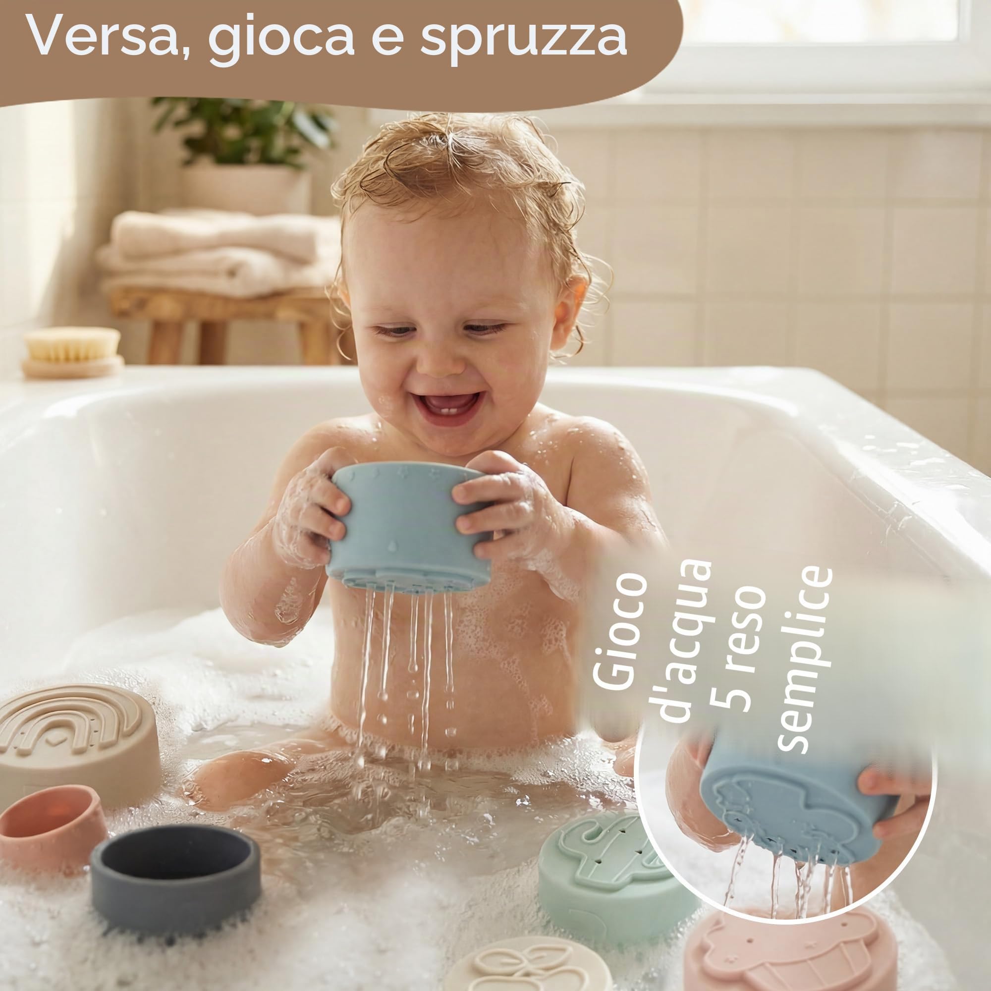 Moonkie Cubi Impilabili Tazze Silicone Fine Day 7 Pezzi alimentare