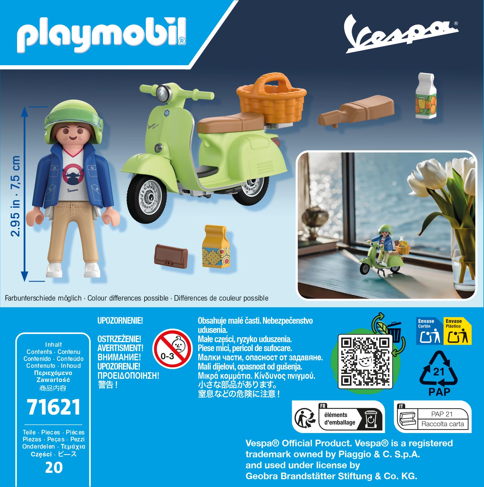PLAYMOBIL Cars 71621 Vespa 150 Sprint Veloce verde modellino