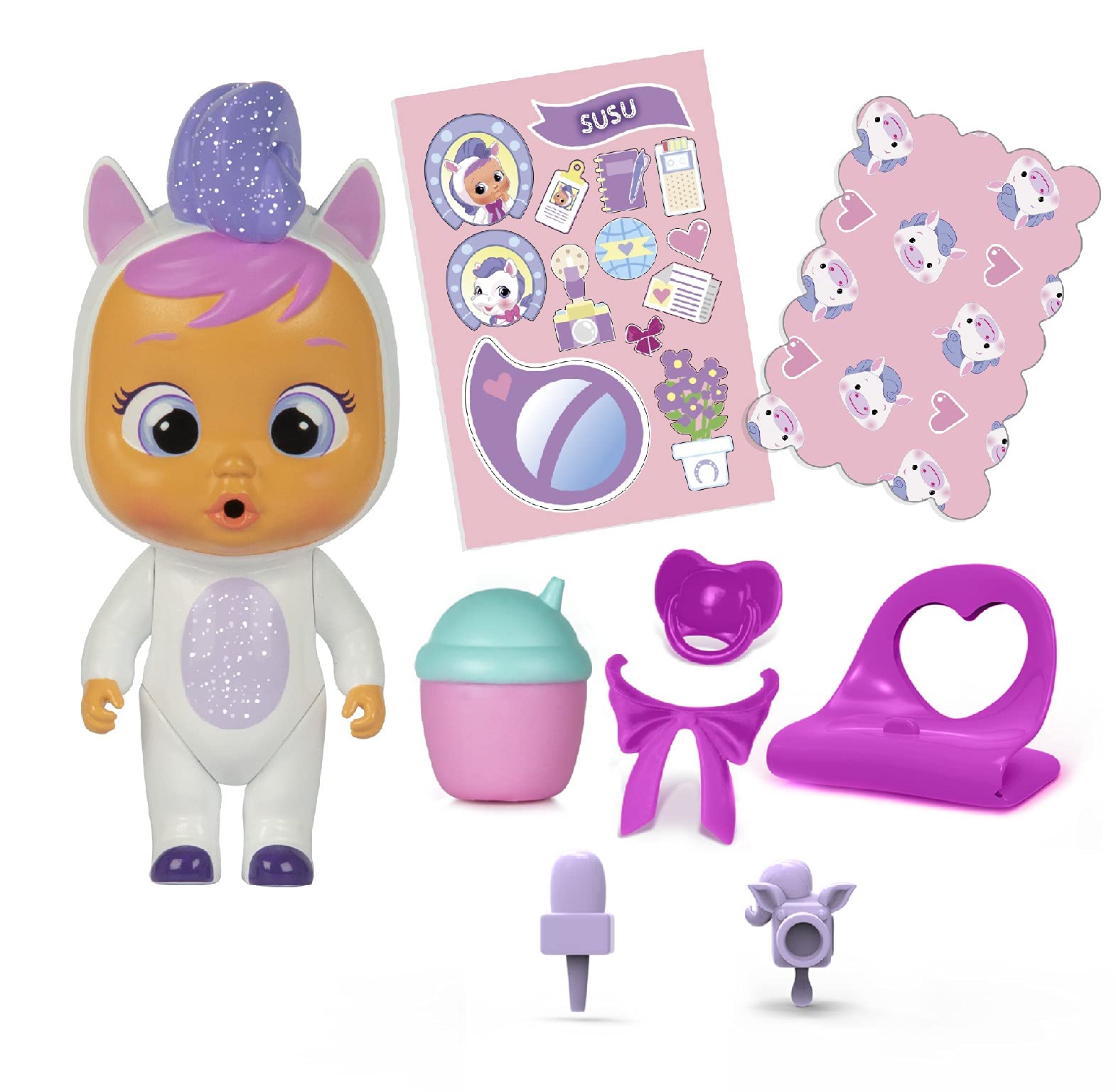 Cry Babies Magic Tears casetta biberon mini bambola 6 accessori