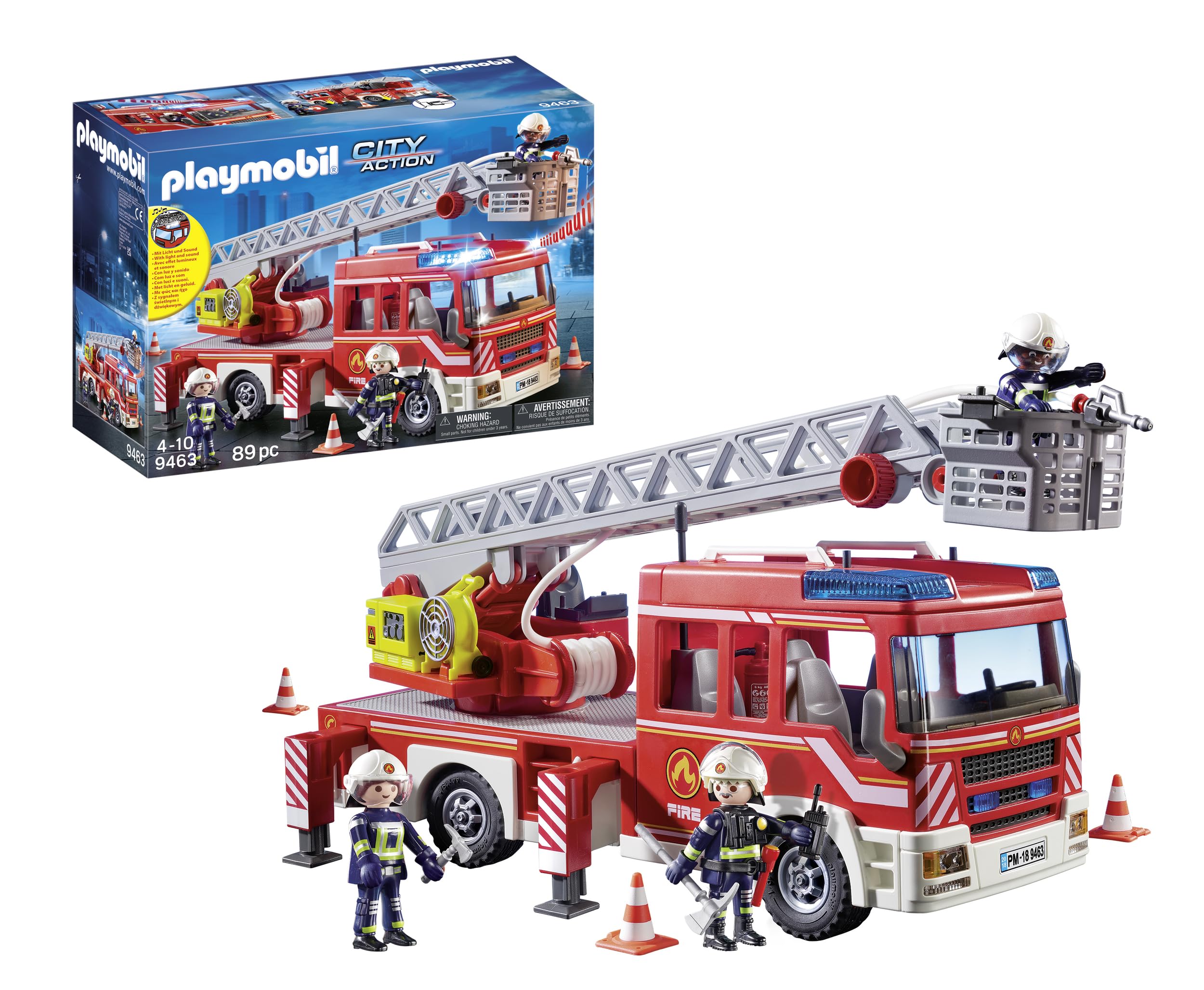 PLAYMOBIL City Action 9463 autoscala pompieri con luci e suoni