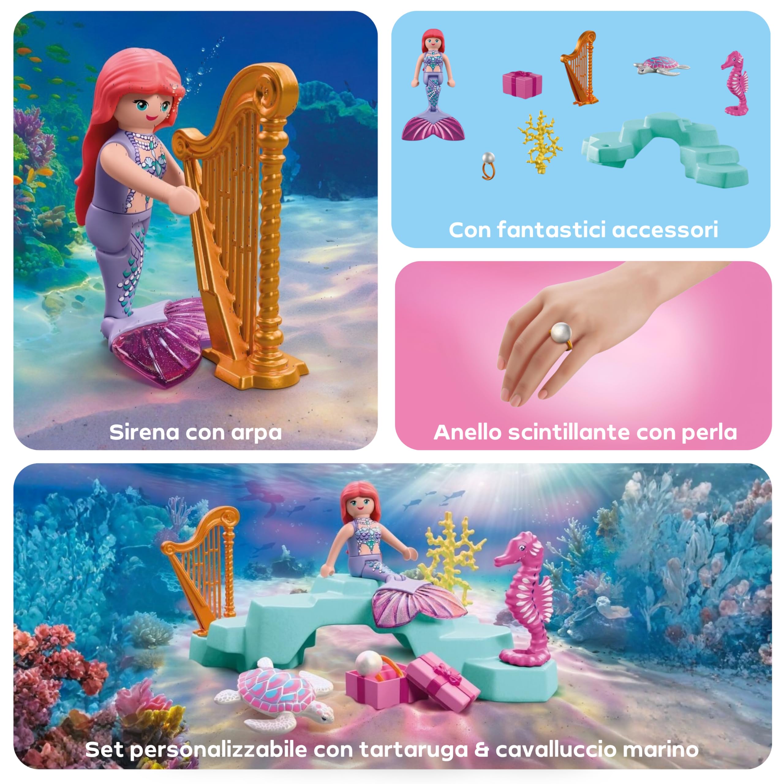 Playmobil Fantasy Magic 72107 sirena con regalo e arpa