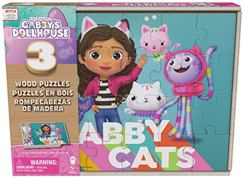 Spin Master Gabby's Dollhouse Puzzle Legno 24 Pezzi 3 Set