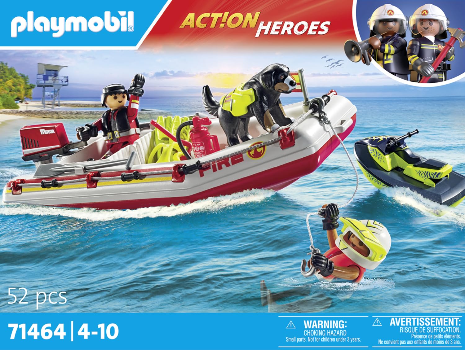 PLAYMOBIL Action Heroes 71464 Barca Pompieri Gommone Gioco