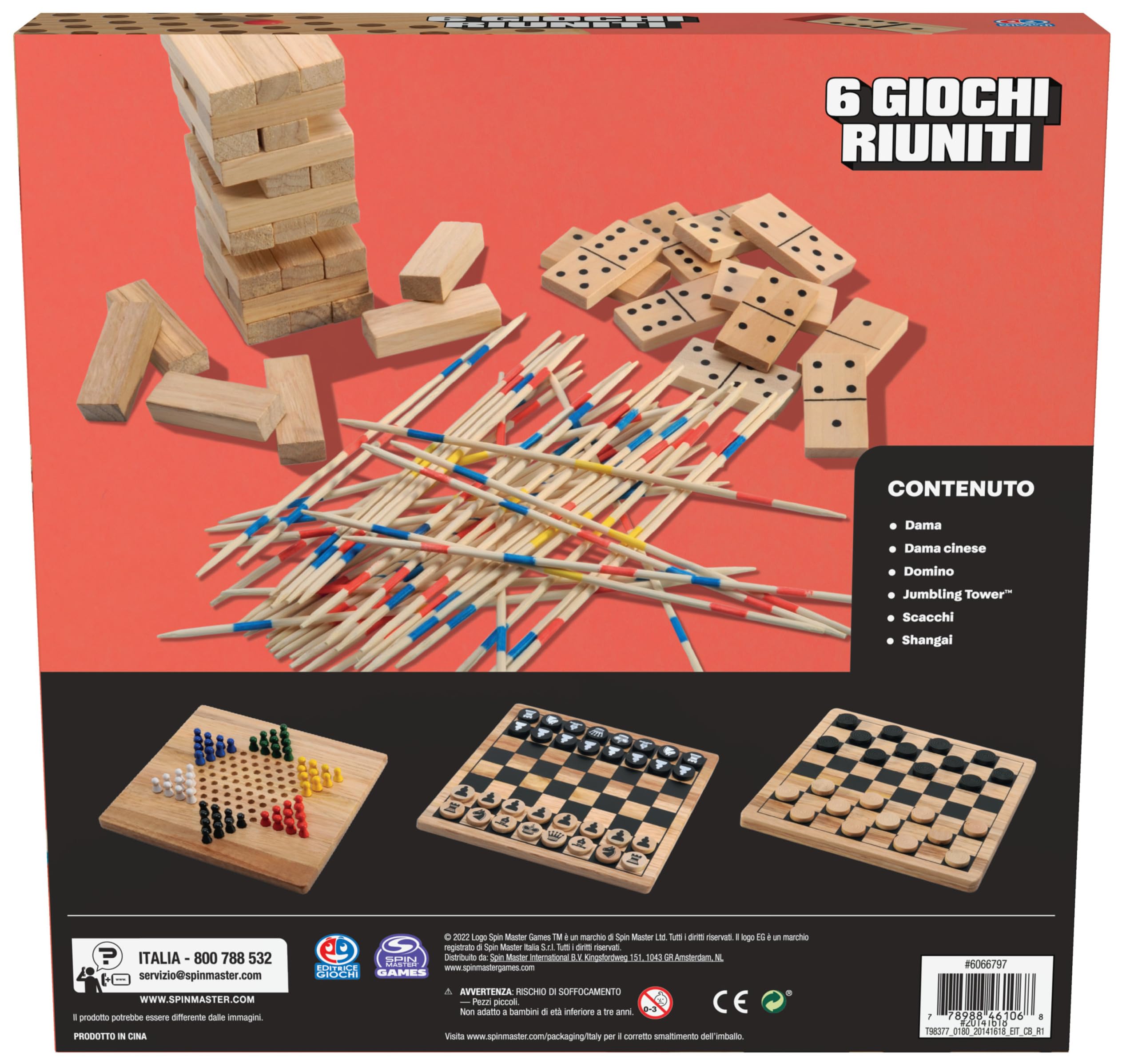 Editrice Giochi Set 6 Giochi Tavolo legno scacchi dama domino