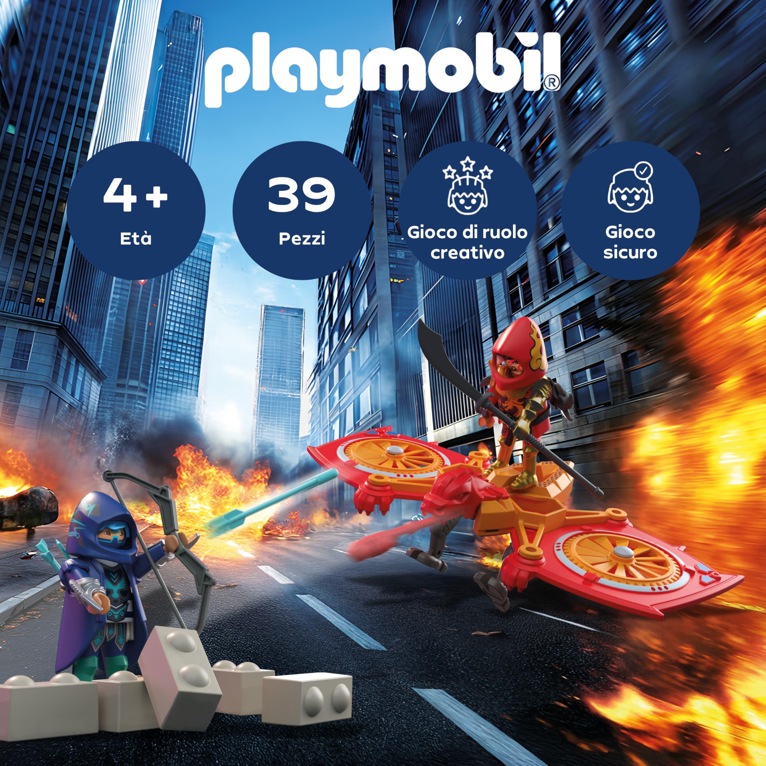 PLAYMOBIL Heroes drone eroi vs ninja cattivo playset