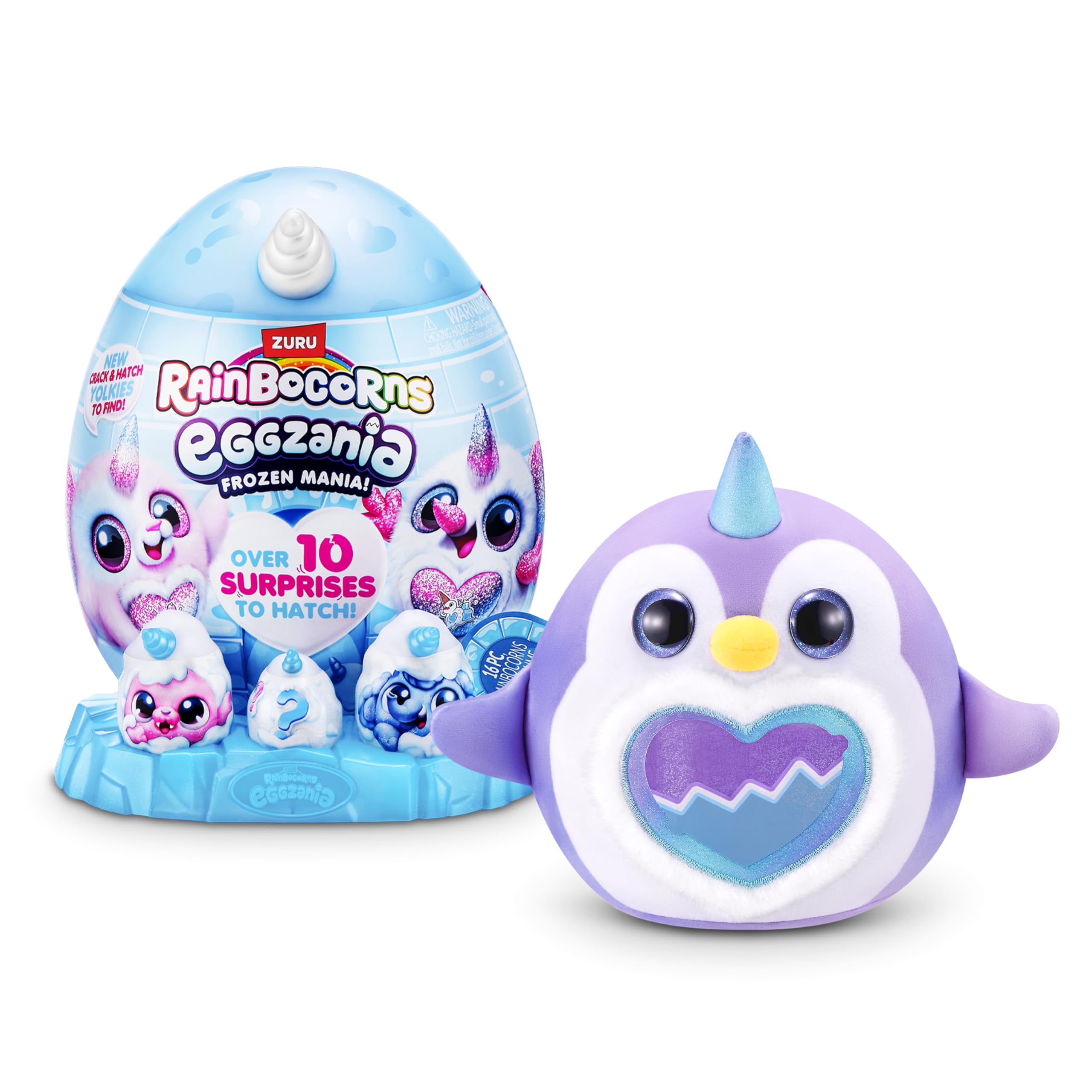 Rainbocorns Eggzania Frozencorn Peluche Blu Bianco Frostine