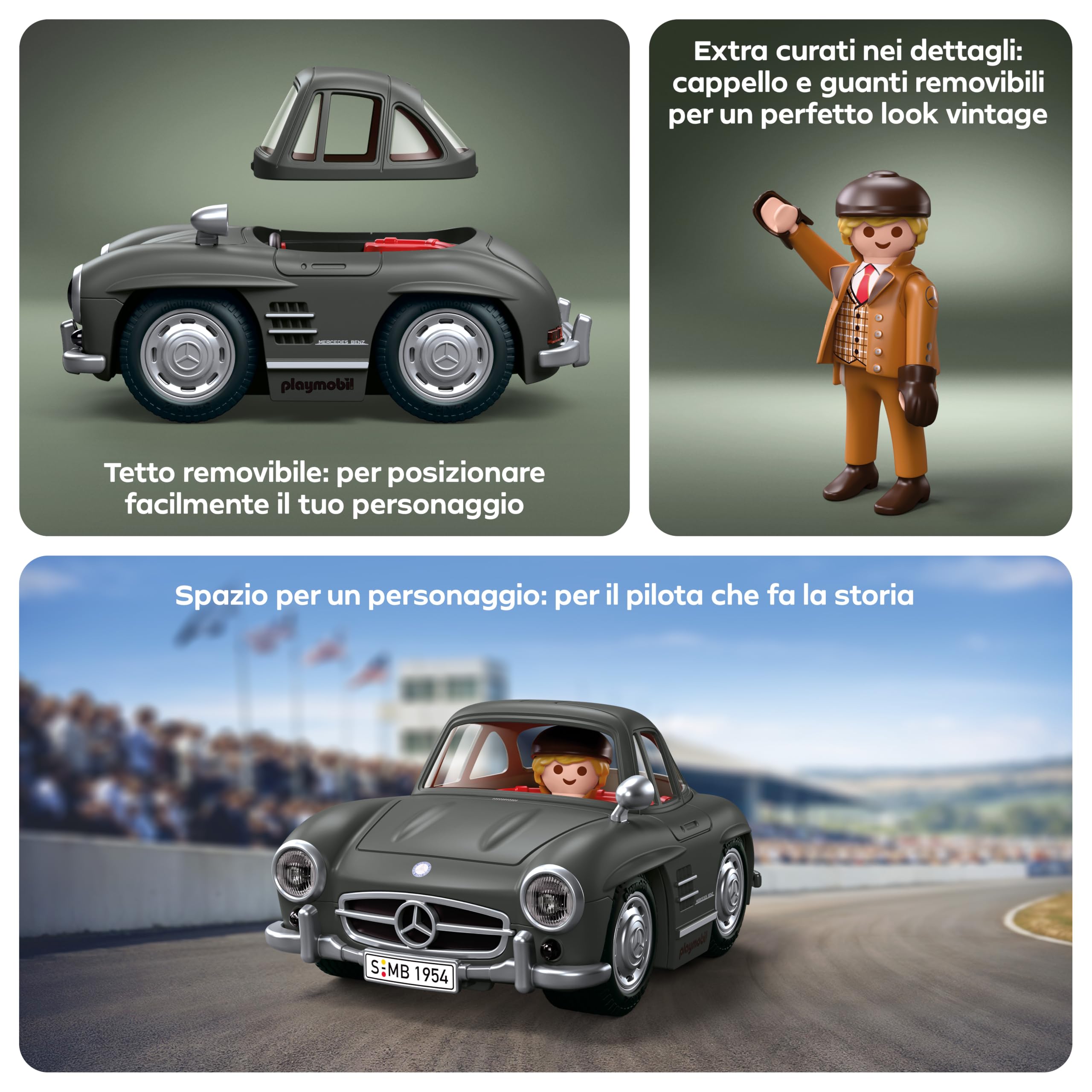 PLAYMOBIL Icon Cars Mercedes-Benz 300 SL macchinina 72238 con figura