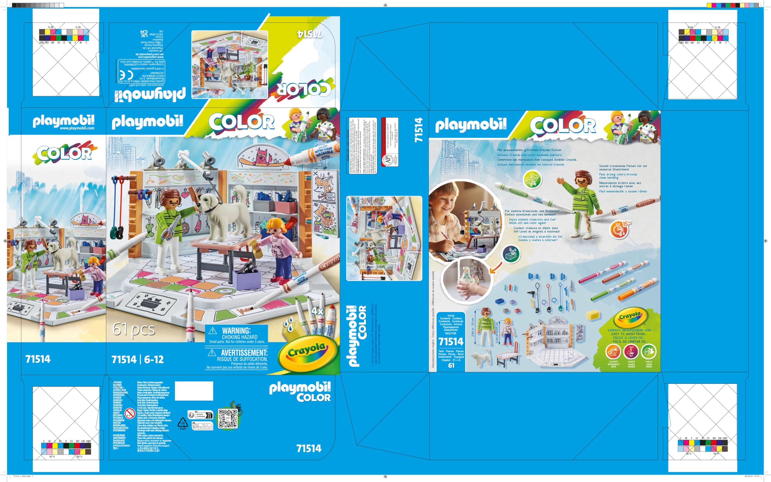 PLAYMOBIL Color 71514 Dog Beauty Center Playset Cani Lavabile
