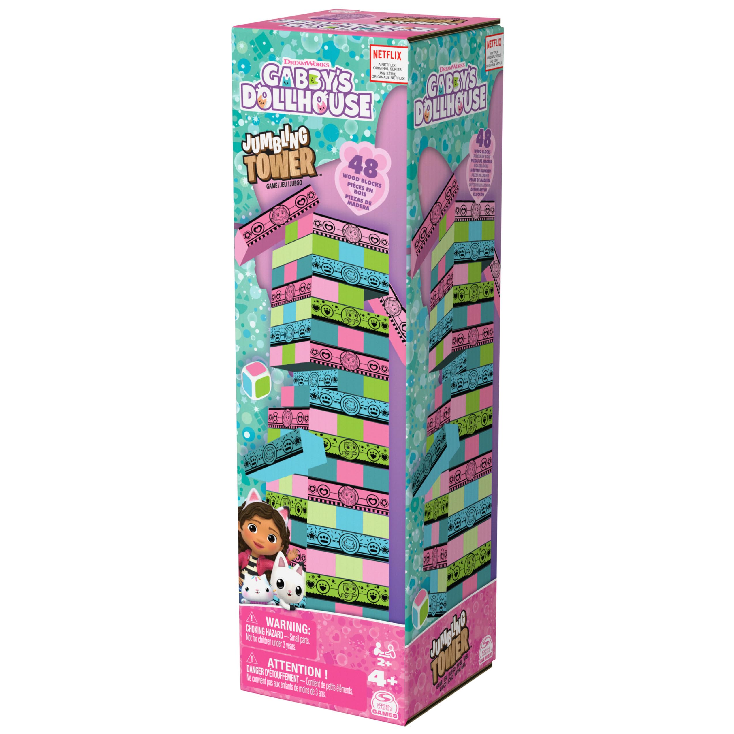Gabby Jumbling Tower gioco blocchi legno 48 pezzi dado
