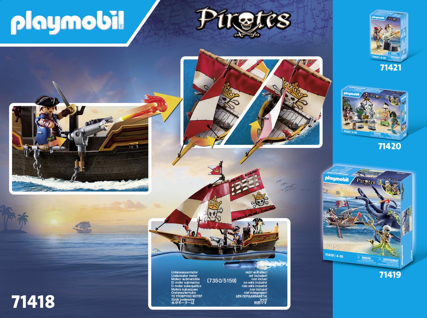 PLAYMOBIL Pirates 71418 nave pirata galleggiante con cannoni