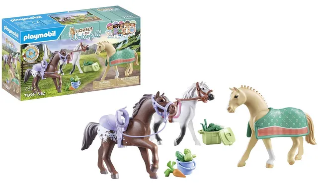 Playmobil Horses 71356 set 3 cavalli giocattolo con selle