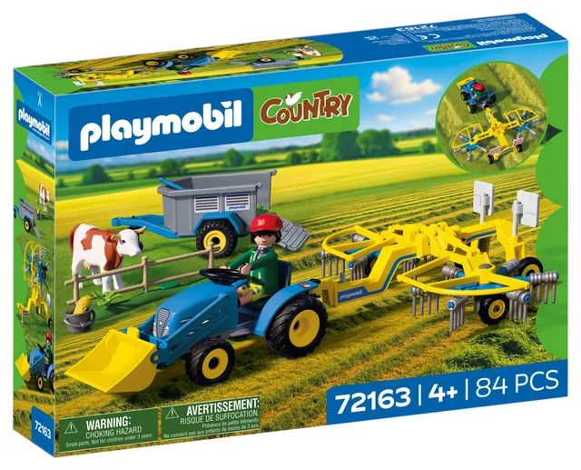 PLAYMOBIL Country 72163 Piccolo Trattore con Ranghinatore e Mucca