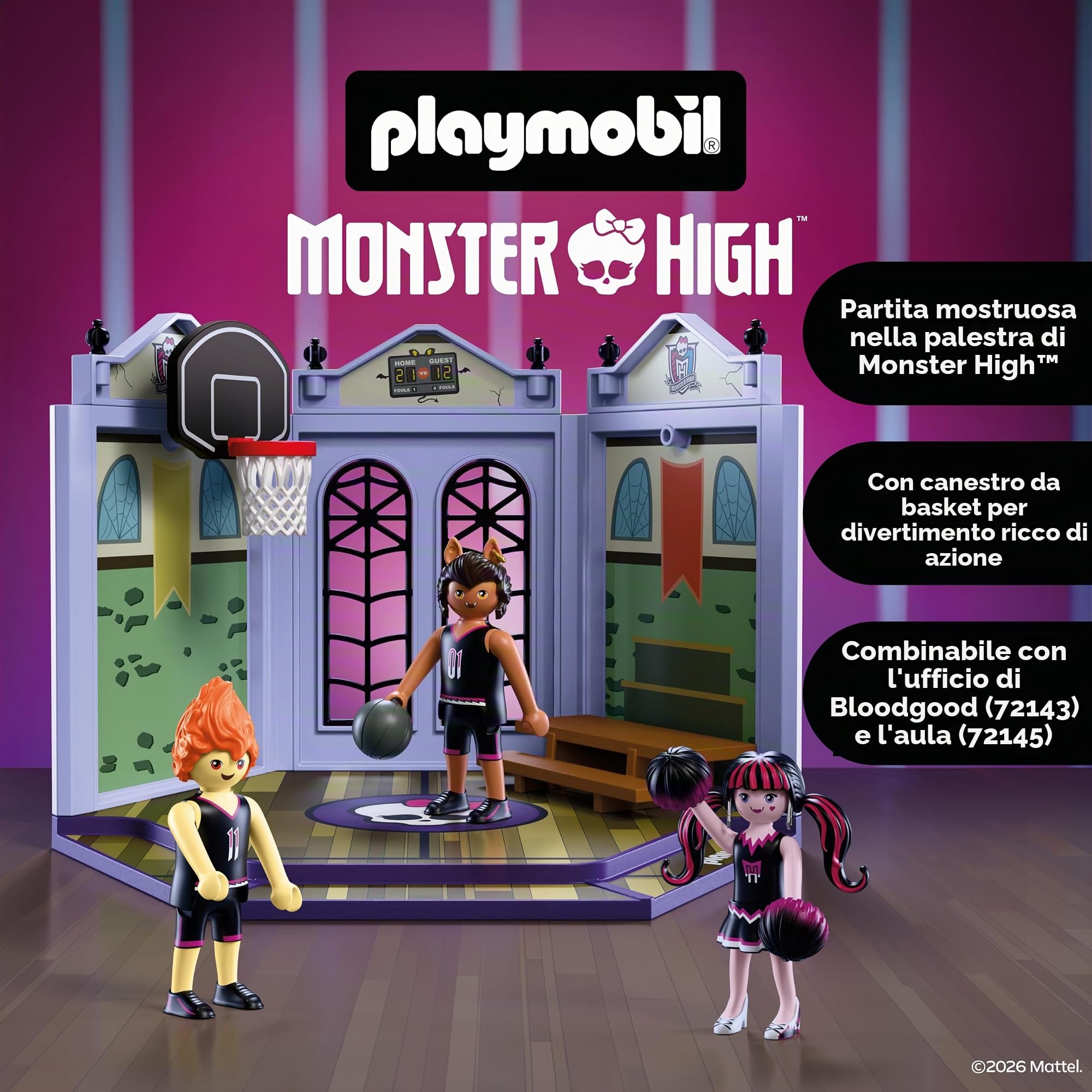 Playmobil Monster High 72144 Palestra con basket e Draculaura