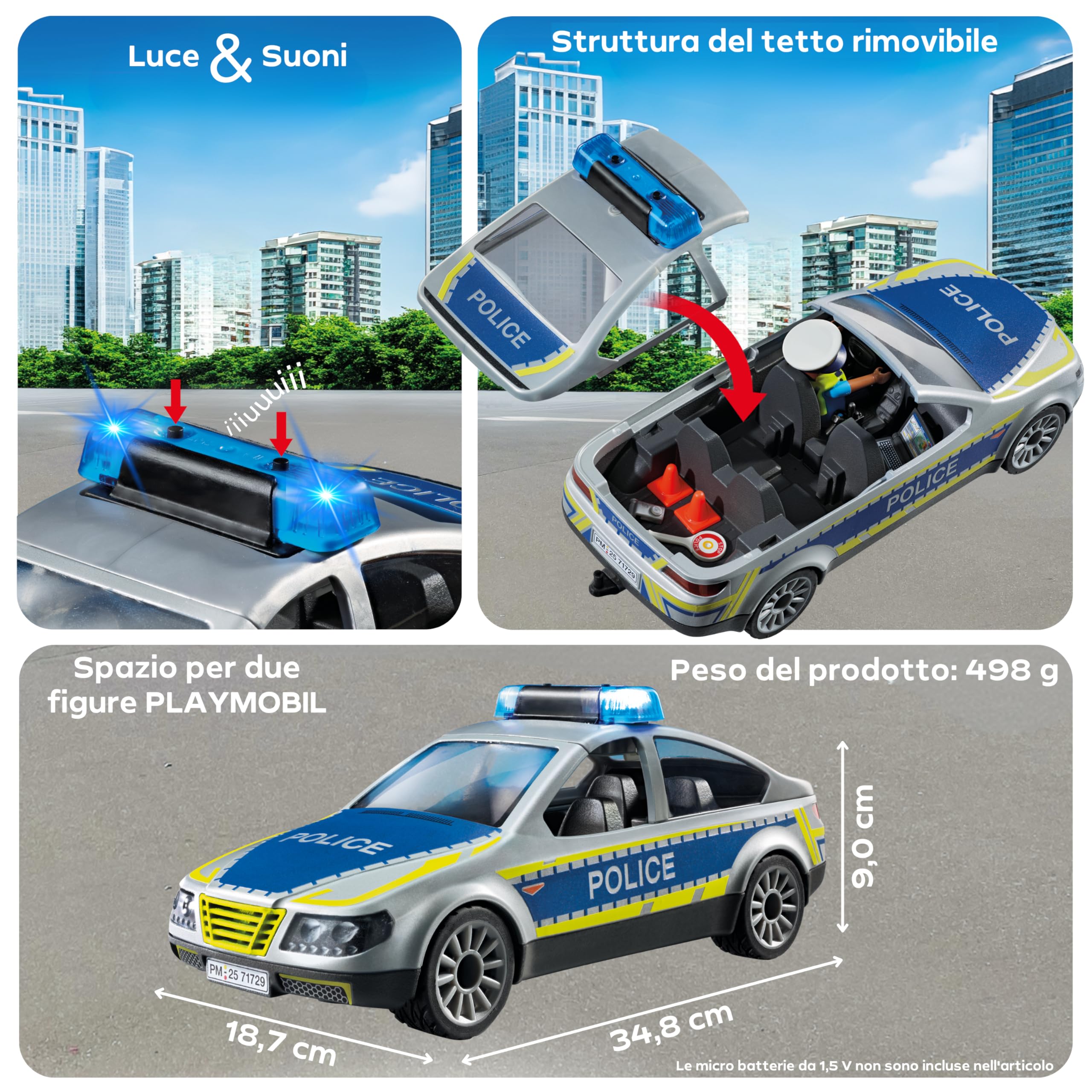 PLAYMOBIL Heroes 71729 Auto Pattuglia Polizia con Luci e Suoni