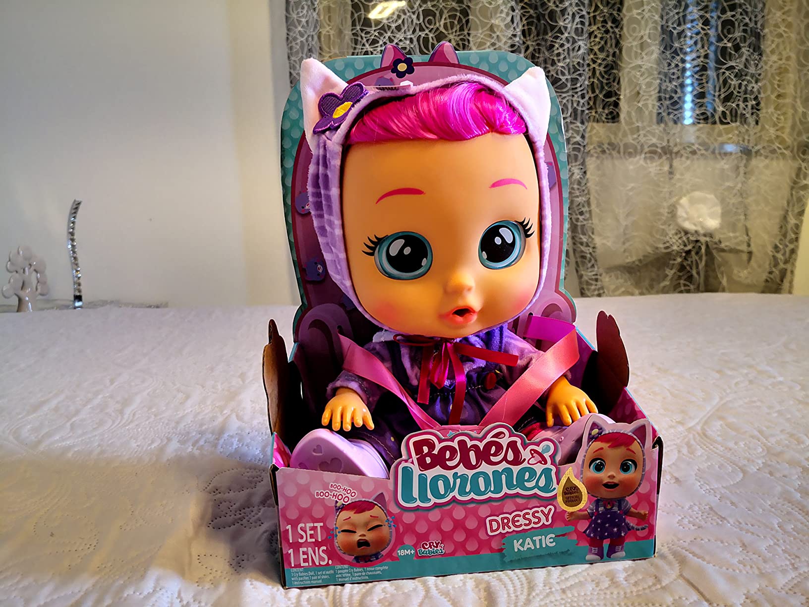 IMC Toys Cry Babies Dressy Katie Bambola 30 cm Capelli Rosa