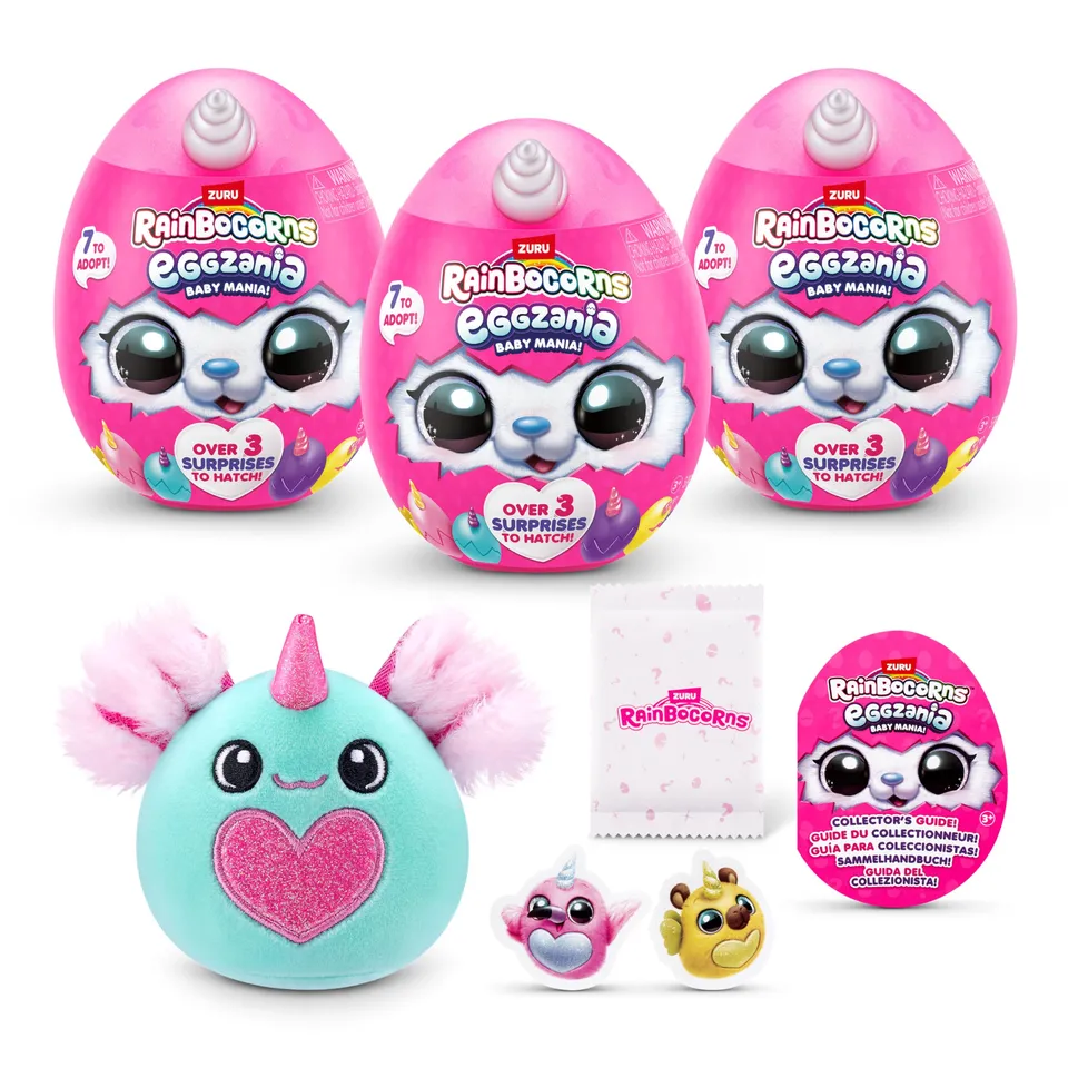 Rainbocorns Eggzania Baby Mania peluche sorpresa 3 pack