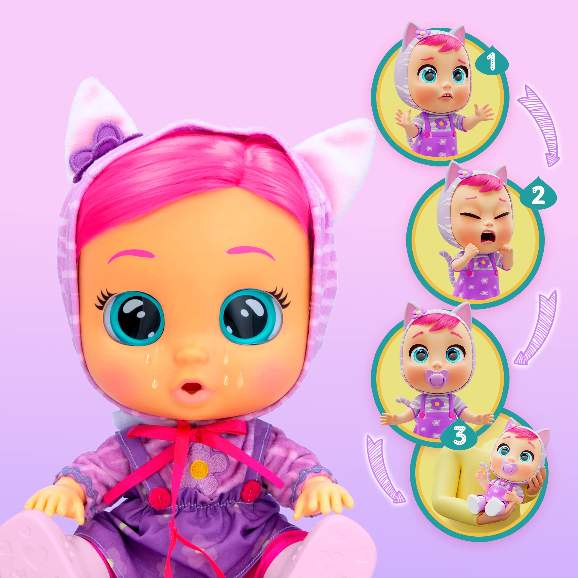 IMC Toys Cry Babies Dressy Katie Bambola 30 cm Capelli Rosa