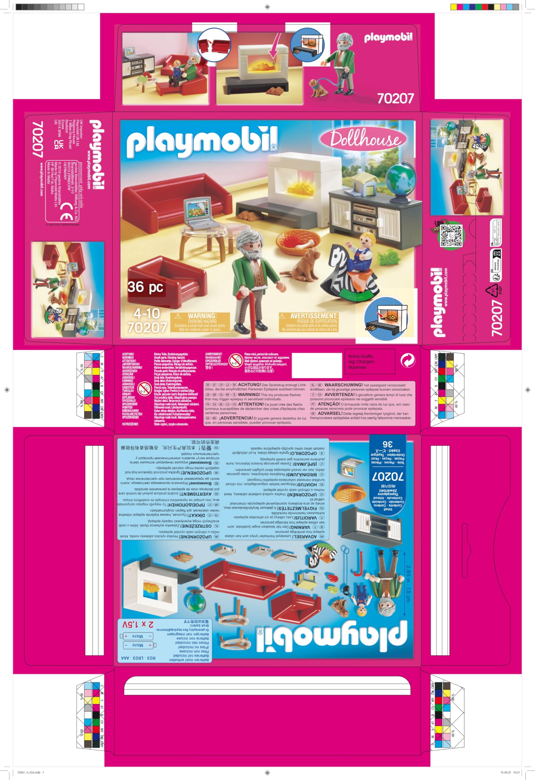 Playmobil Dollhouse 70207 soggiorno con camino playset 36 pezzi