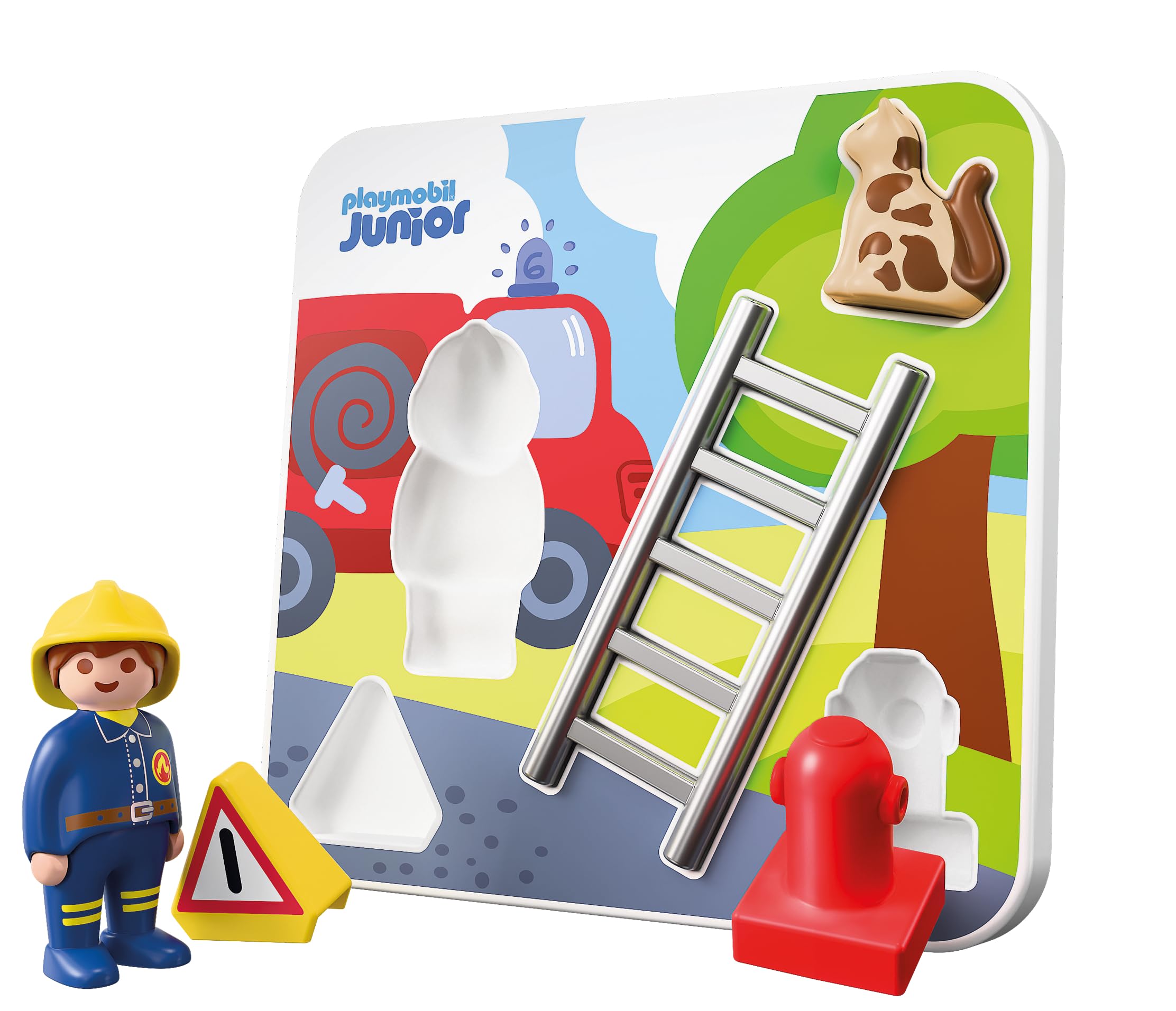 PLAYMOBIL Junior 72088 puzzle pompieri legno 5 pezzi
