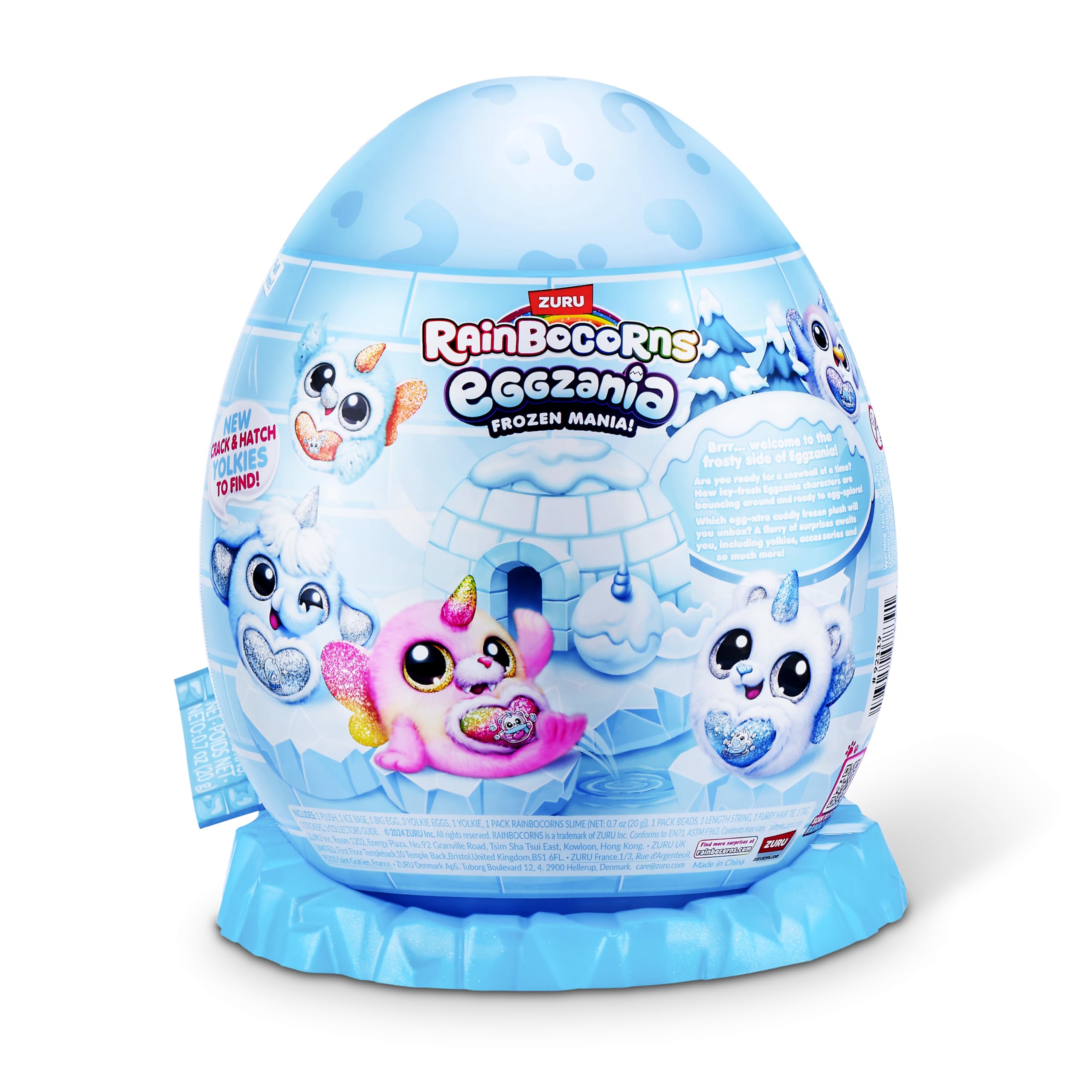 Rainbocorns Eggzania Frozencorn Peluche Blu Bianco Frostine