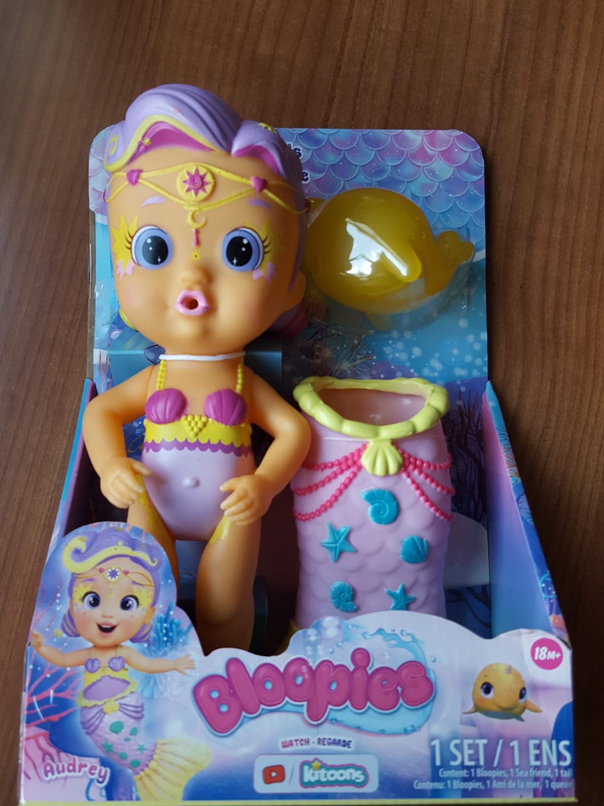Bloopies Sirenetta Audrey bambola bagnetto coda cambia colore