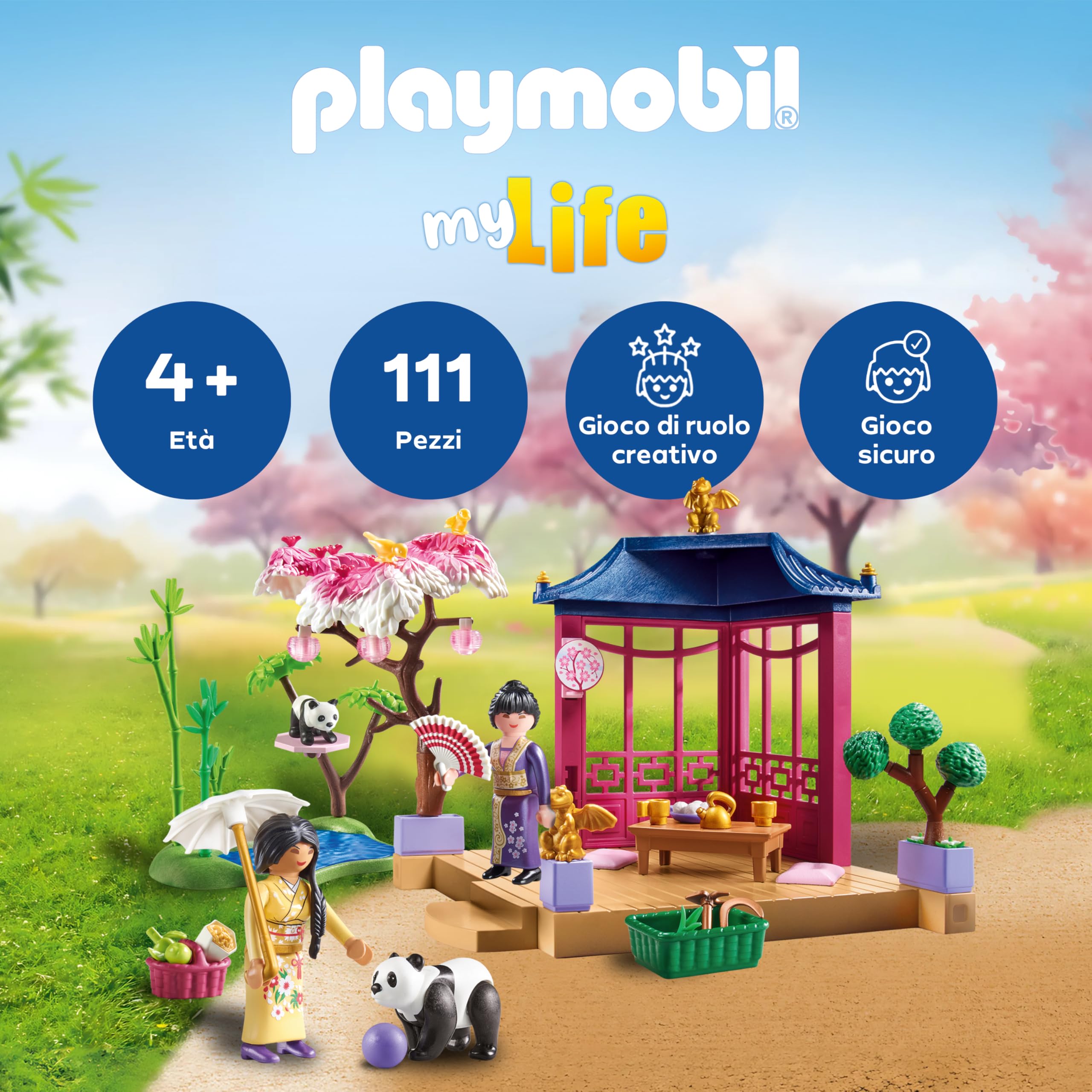 PLAYMOBIL My Life 71762 playset giardino asiatico con panda
