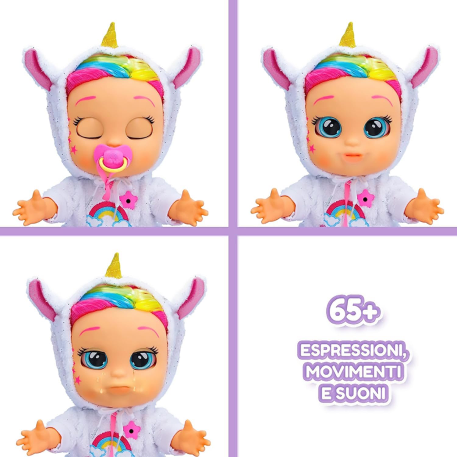 IMC Toys Cry Babies Dreamy bambola interattiva unicorno 33 cm