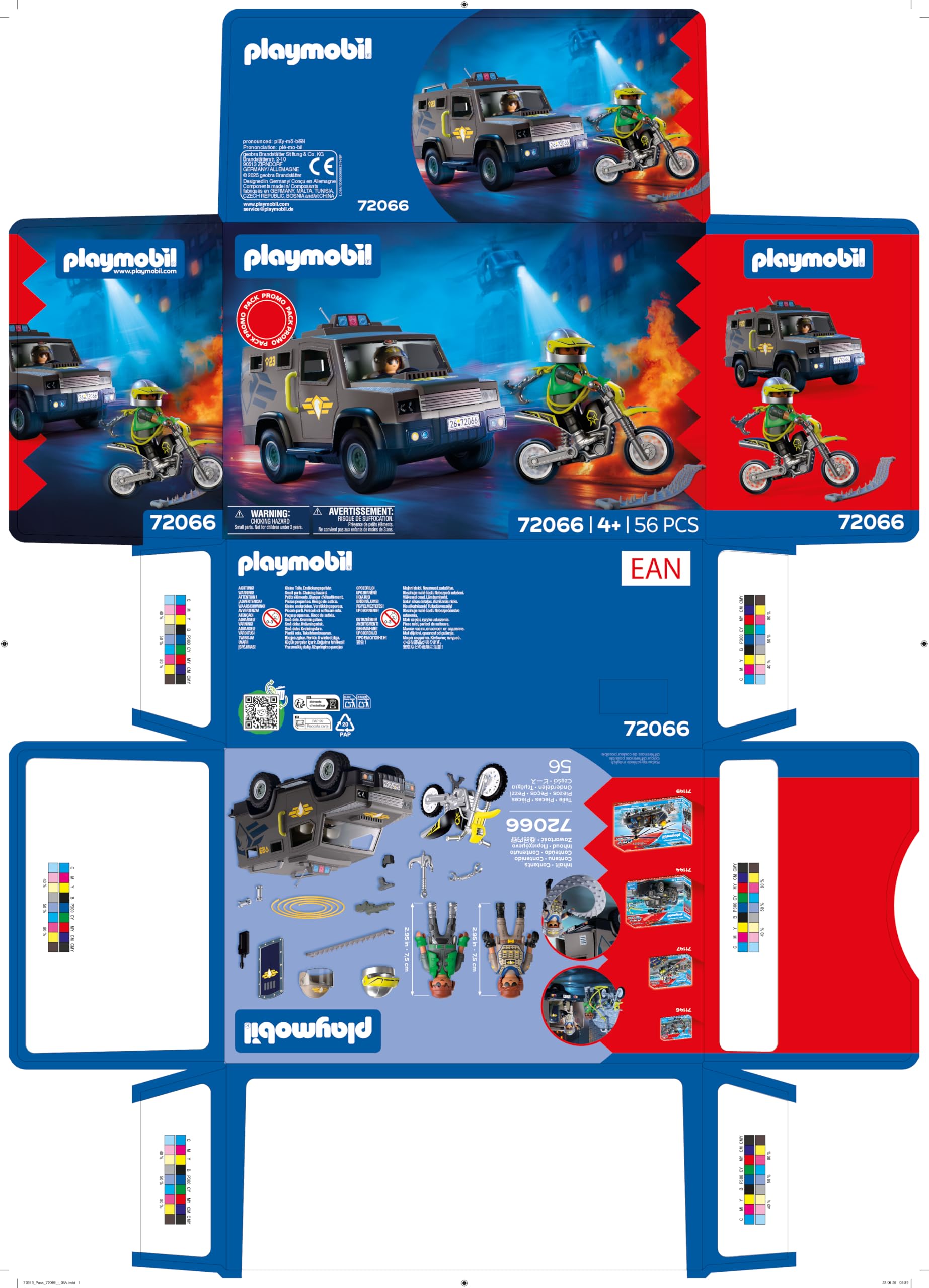 PLAYMOBIL City Action 72066 Veicolo SWAT polizia con moto