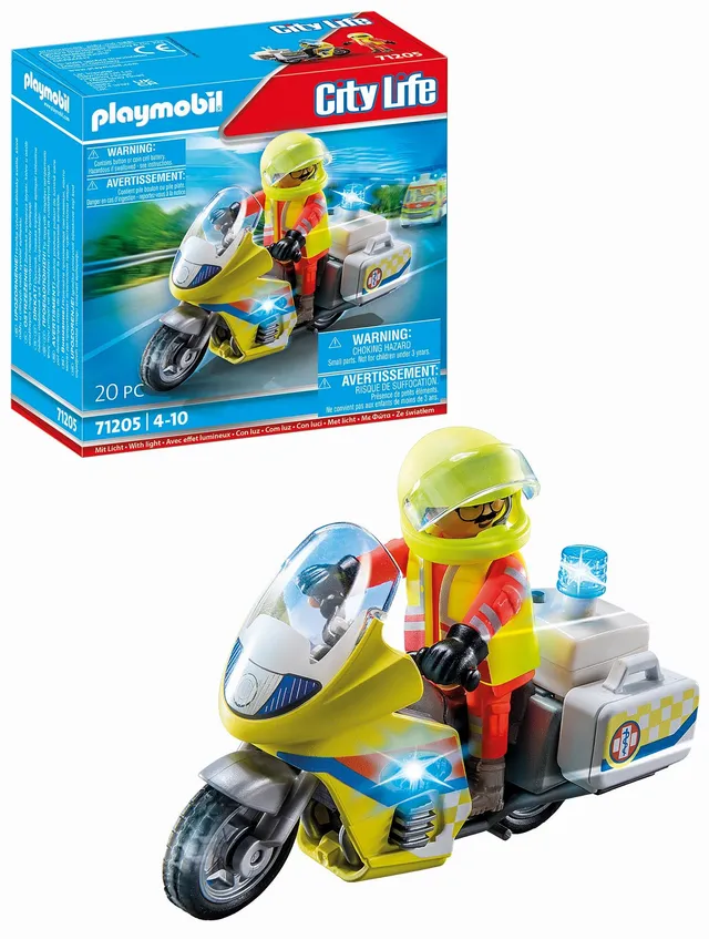 PLAYMOBIL City Life 71205 soccorritore con moto 20 pezzi luce