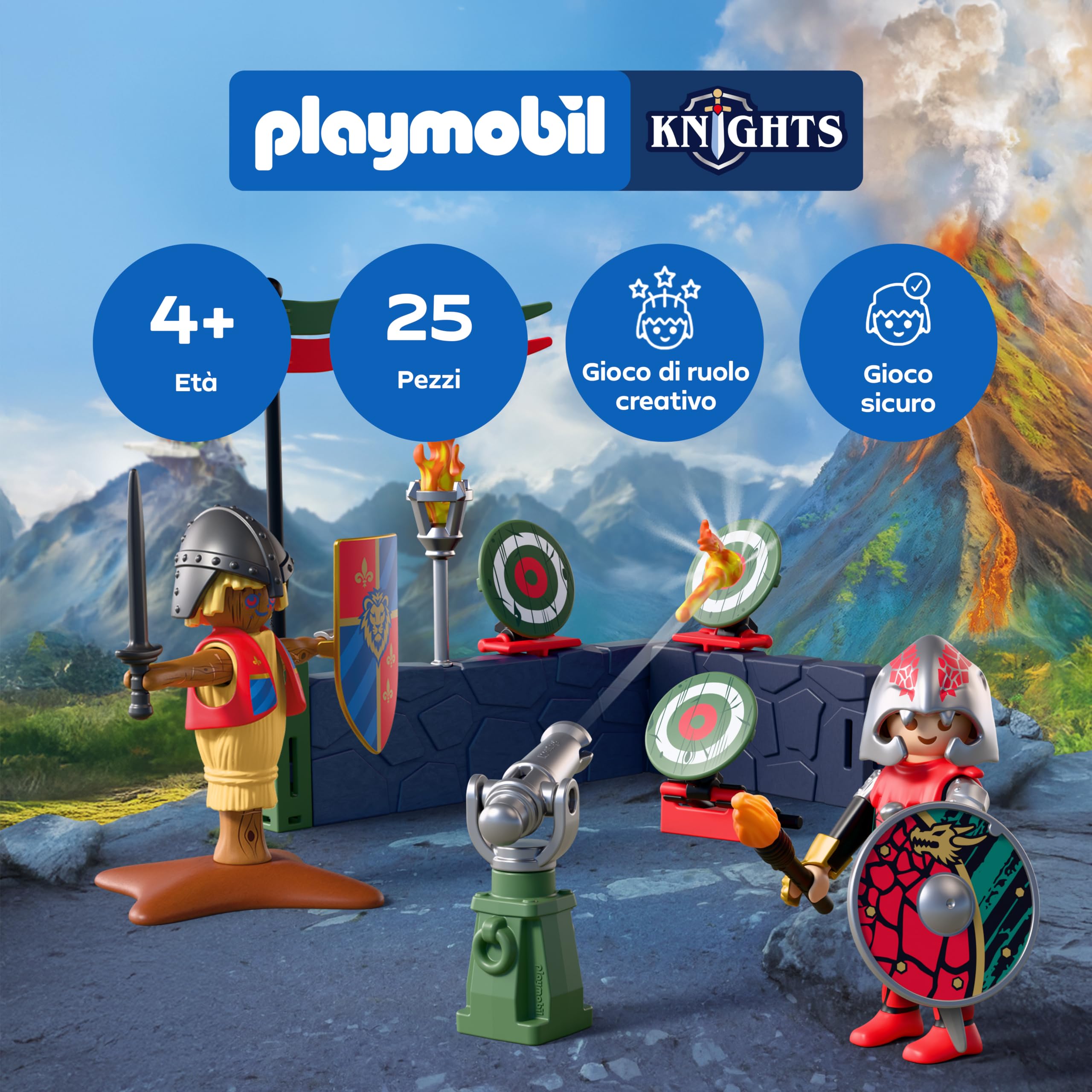 Playmobil Knights 72213 addestramento cavaliere drago cannone