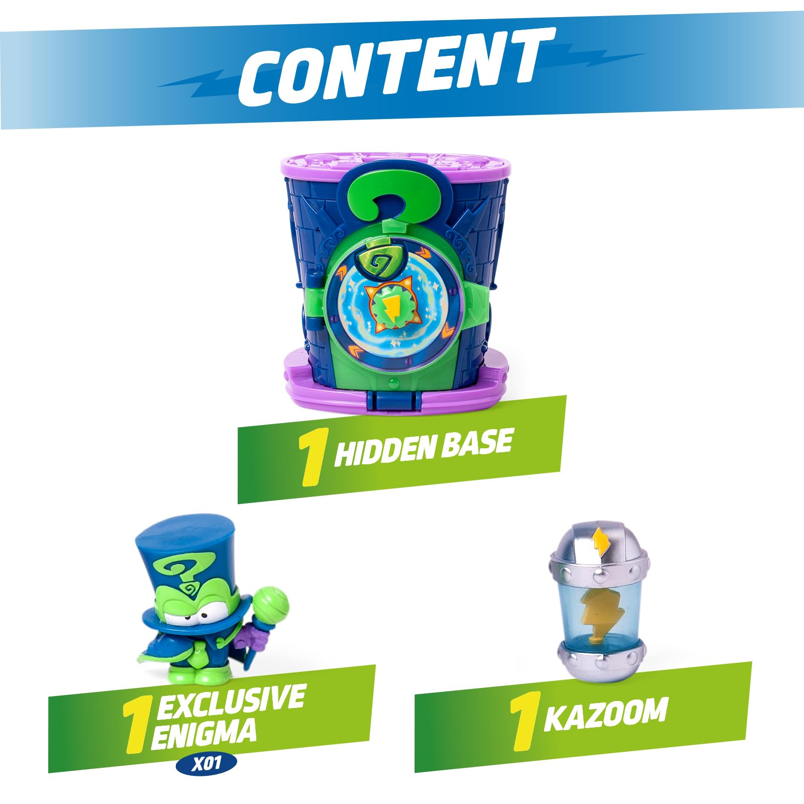 Superthings Guardians of Kazoom Power base Enigma playset con 2 figure