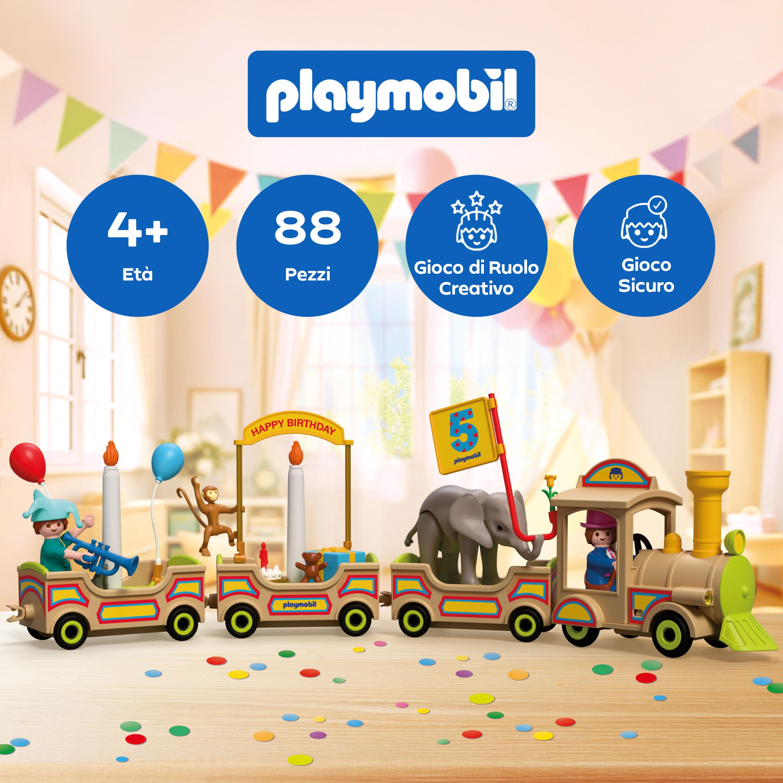 PLAYMOBIL Junior 72184 trenino di compleanno con animali