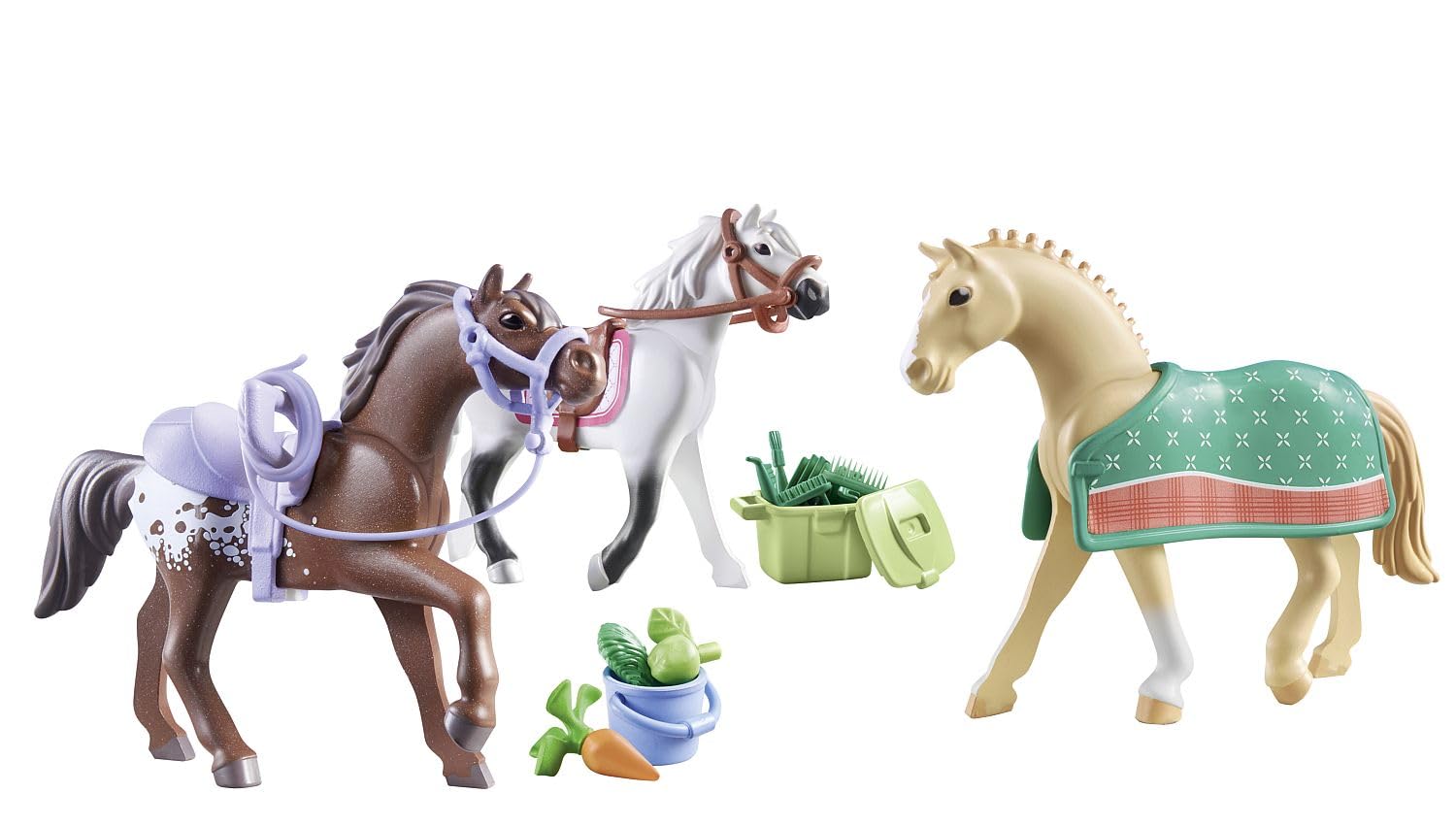 Playmobil Horses 71356 set 3 cavalli giocattolo con selle
