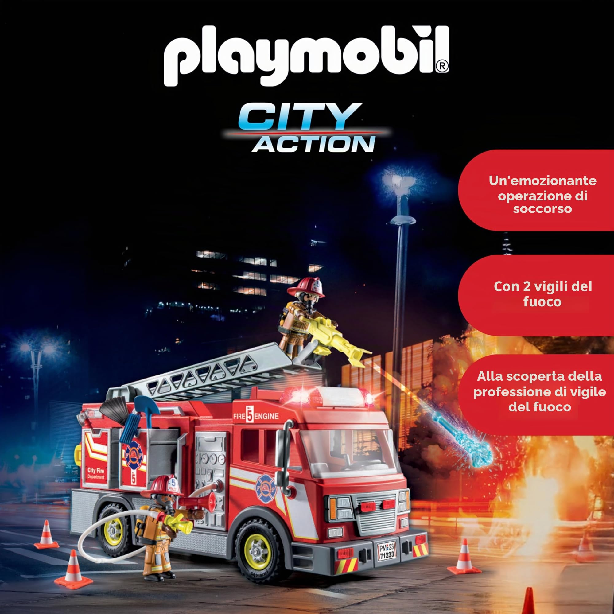PLAYMOBIL 71233 City Action camion pompieri con scala