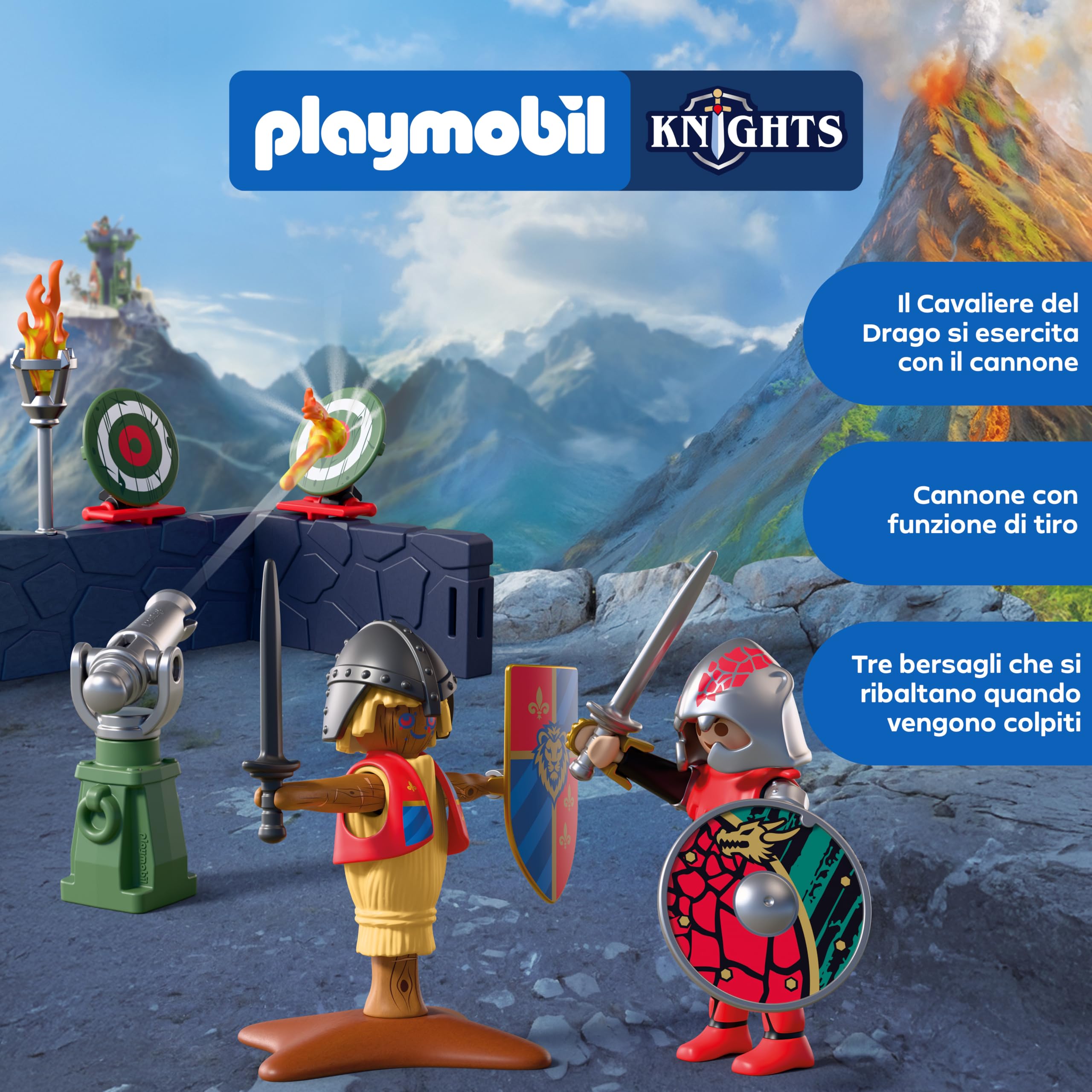 Playmobil Knights 72213 addestramento cavaliere drago cannone