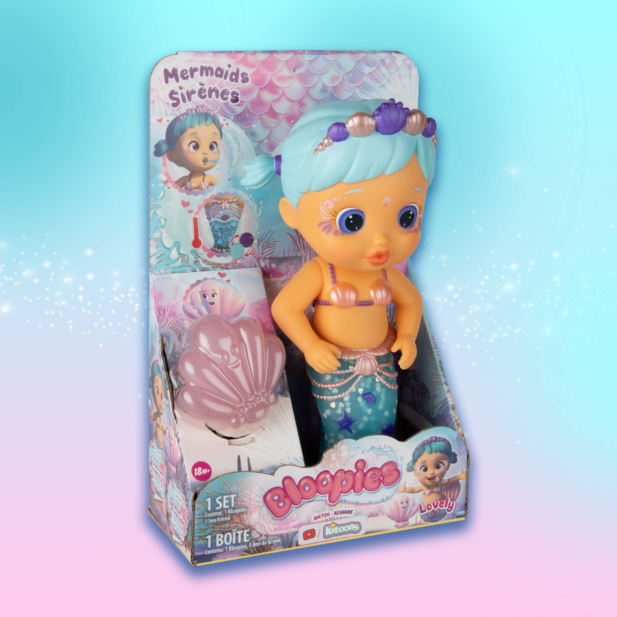 Imc Toys Bloopies Sirenetta Lovely bambola sirena bagnetto coda cambia colore