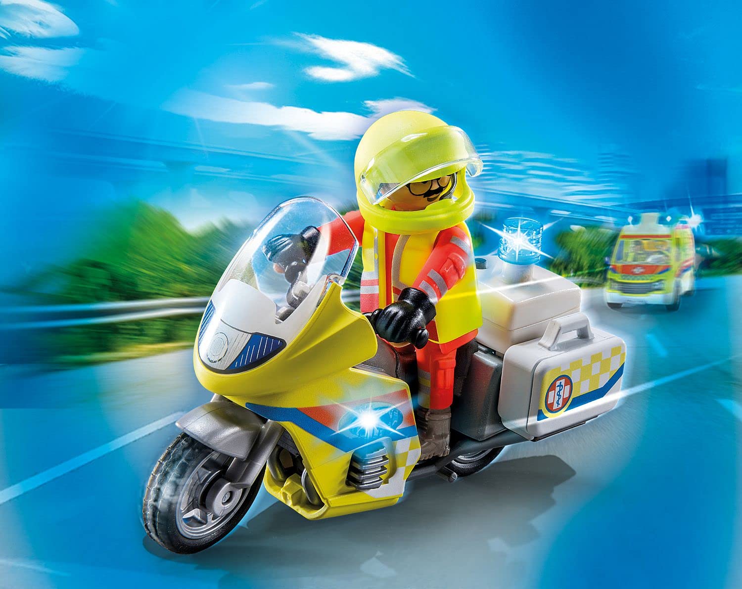 PLAYMOBIL City Life 71205 soccorritore con moto 20 pezzi luce