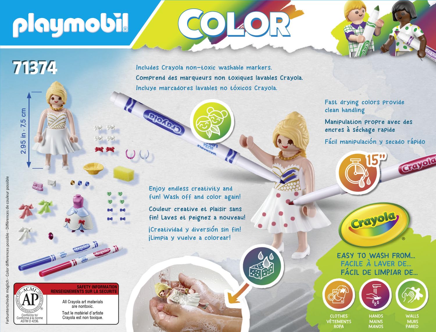 Playmobil Color 71374 Fashion Designer playset pennarelli lavabili