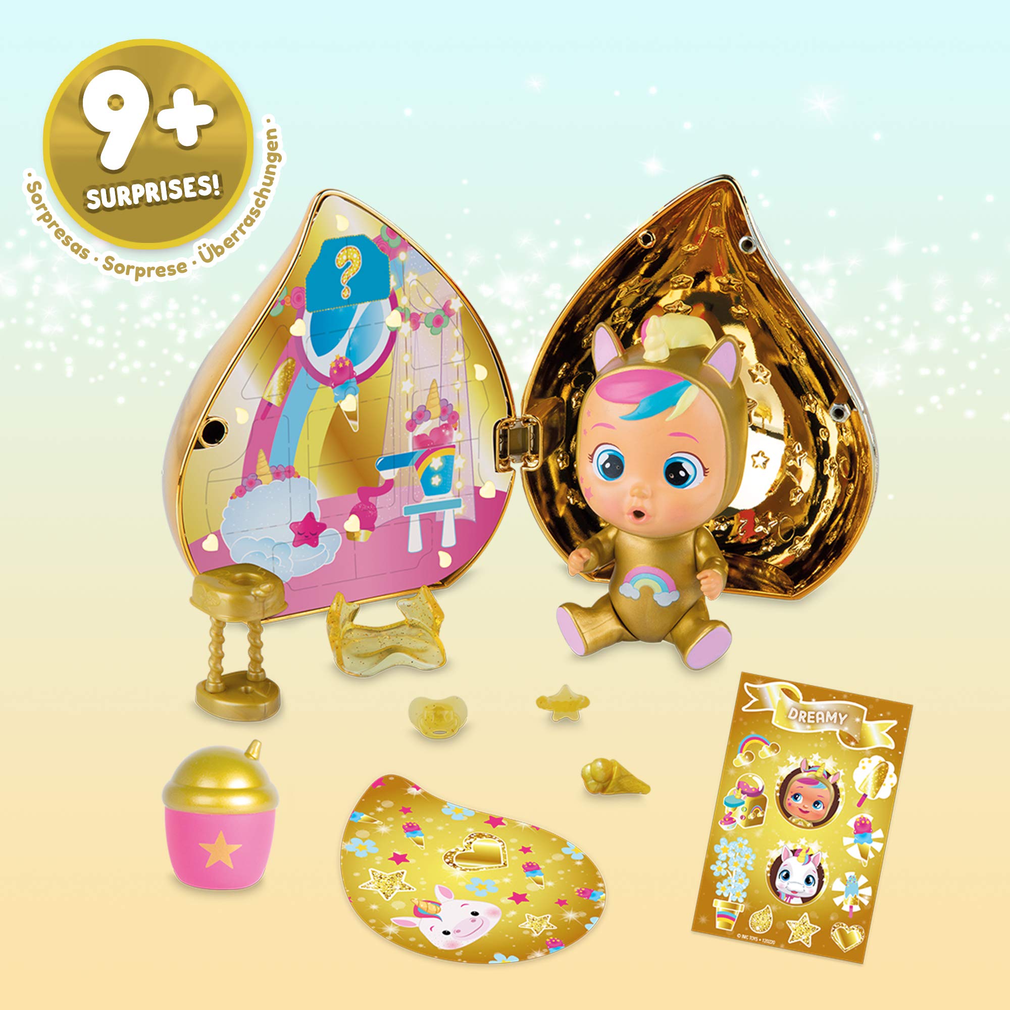 Cry Babies Magic Tears Golden mini bambola casetta oro 13 cm