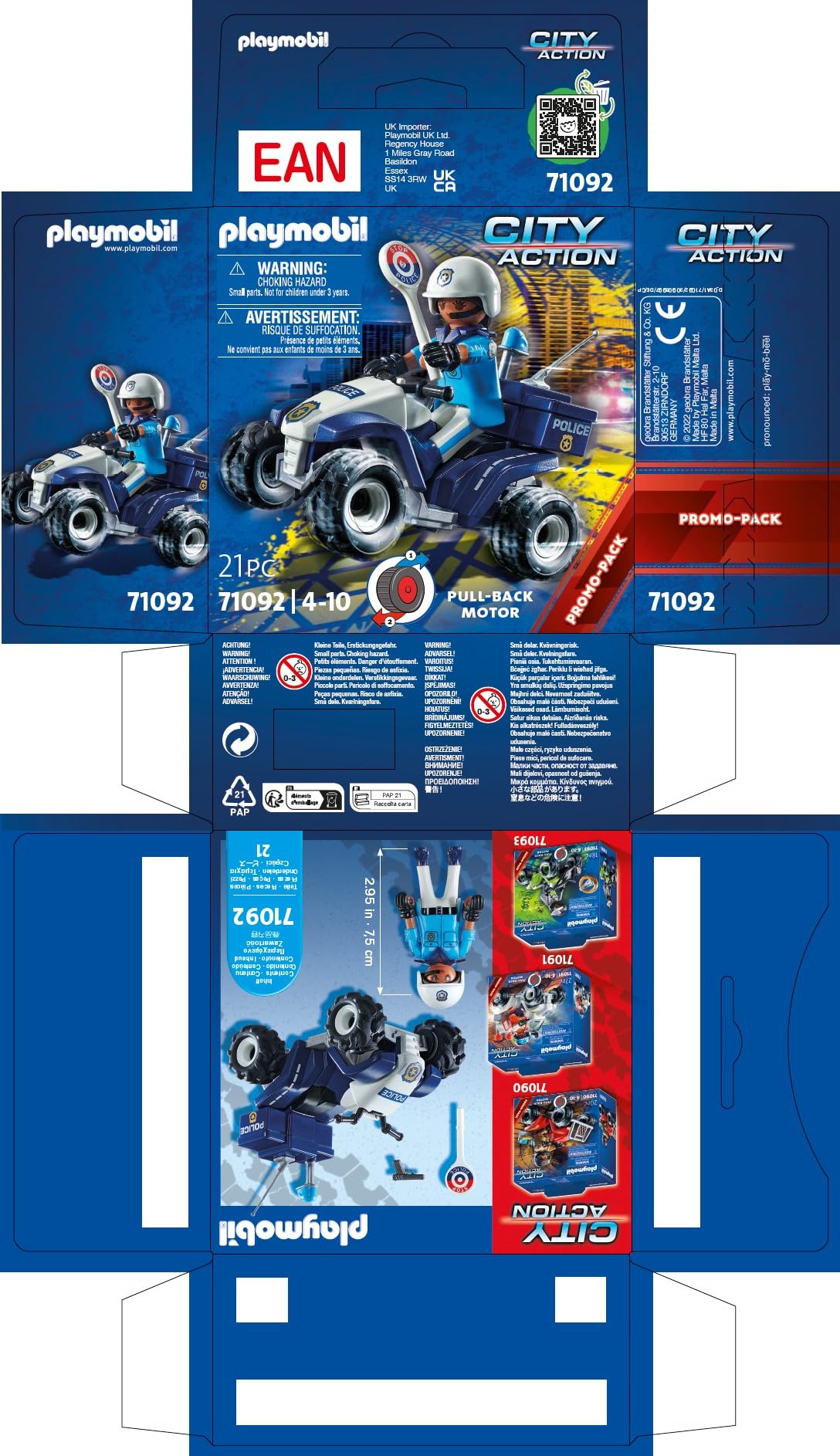 PLAYMOBIL City Action 71092 Quad Polizia pull-back