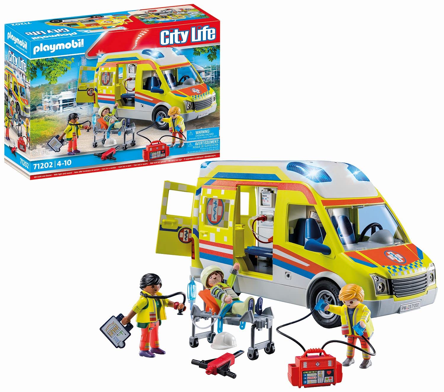 PLAYMOBIL City Life 71202 Ambulanza Giocattolo con Luci e Suoni
