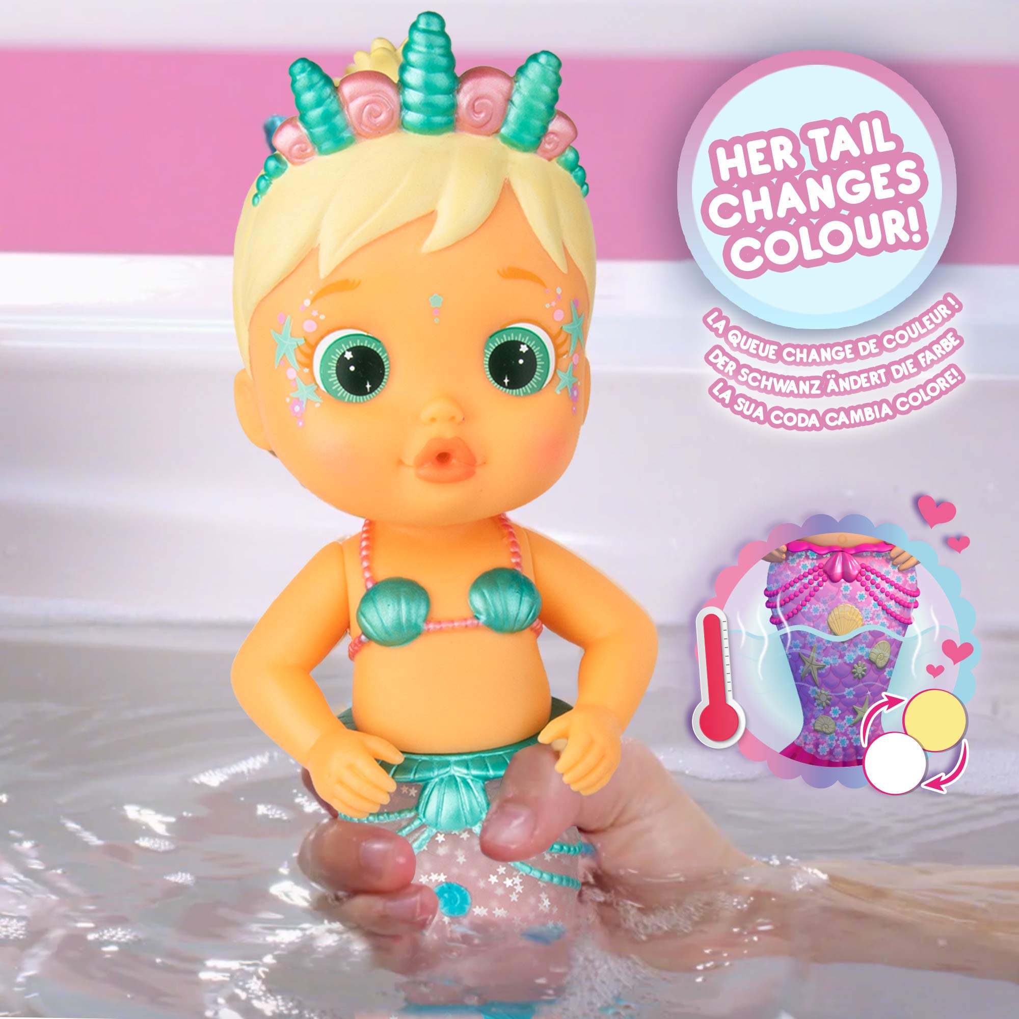 Imc Toys Bloopies Sirenetta Lovely bambola sirena bagnetto coda cambia colore