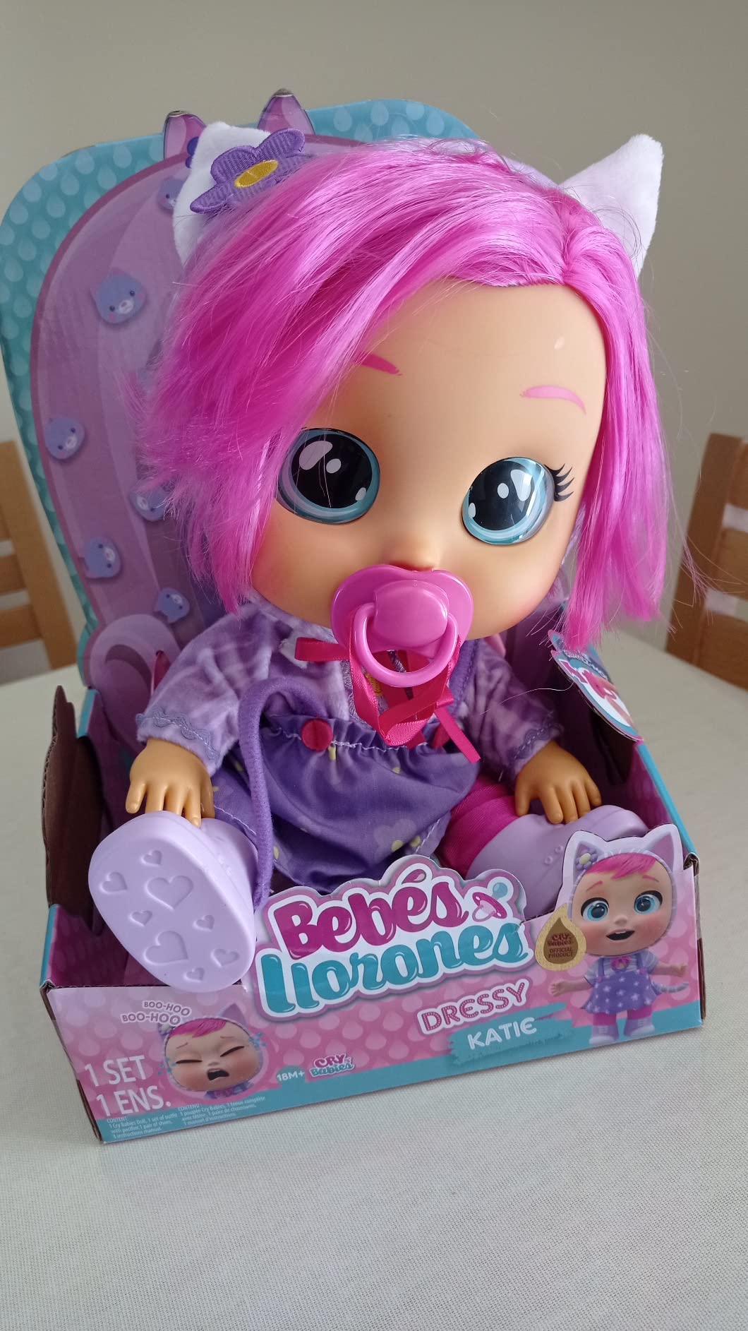 IMC Toys Cry Babies Dressy Katie Bambola 30 cm Capelli Rosa