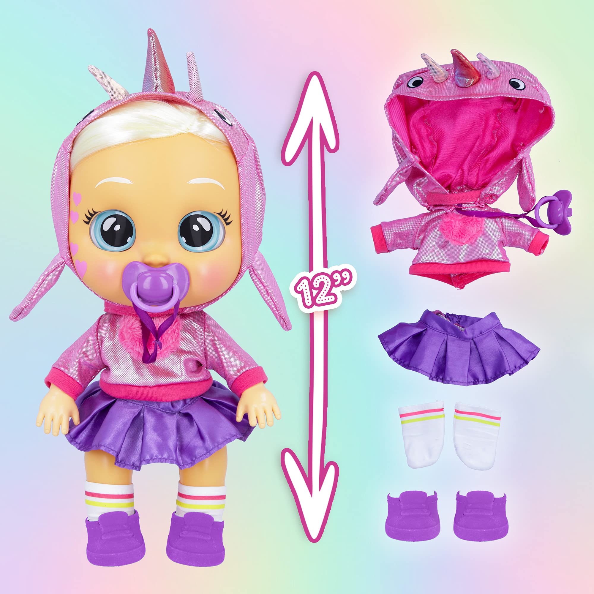 Imc Toys Cry Babies Kiss Me Stella bambola narvalo rosa arrossisce