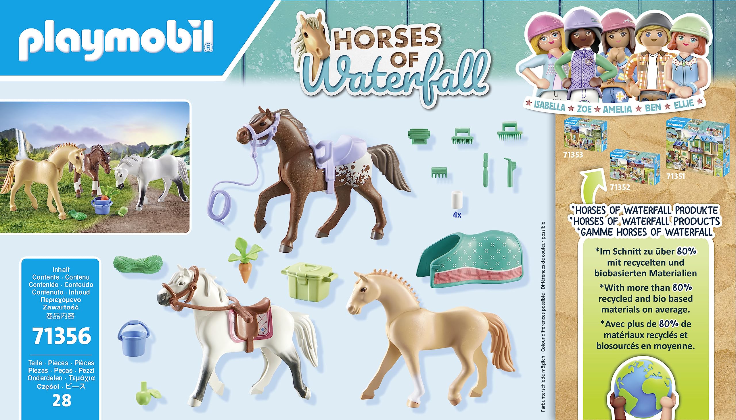Playmobil Horses 71356 set 3 cavalli giocattolo con selle
