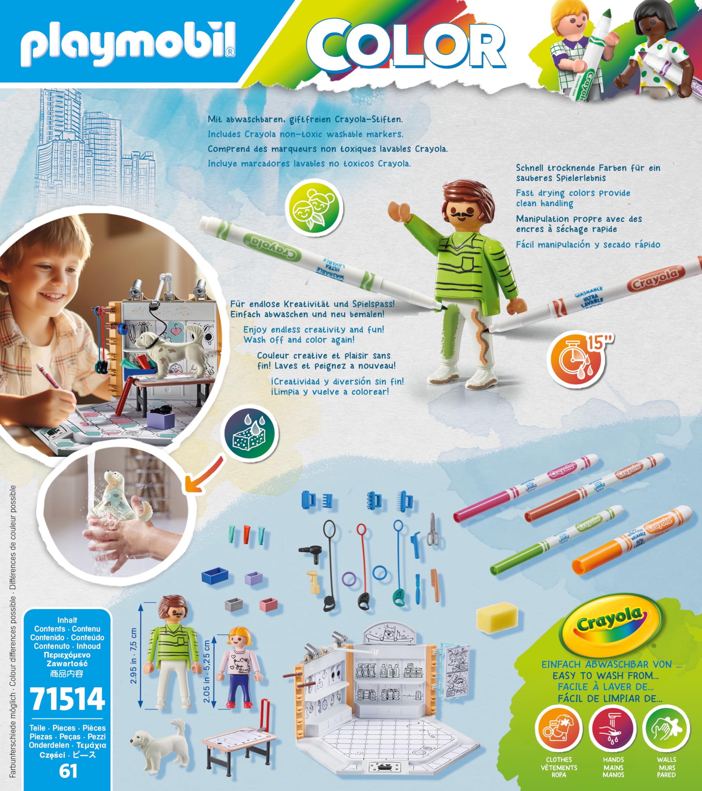 PLAYMOBIL Color 71514 Dog Beauty Center Playset Cani Lavabile