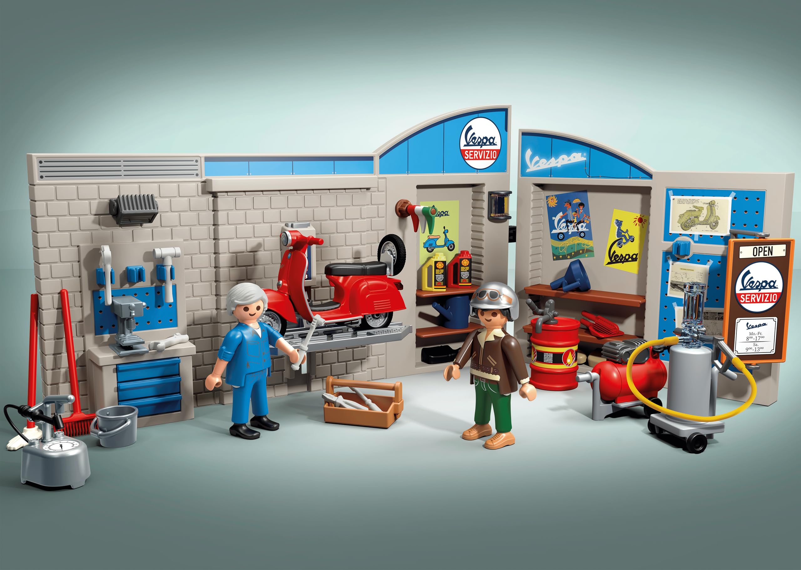 Playmobil Cars 71620 playset Garage Vespa Anni '60