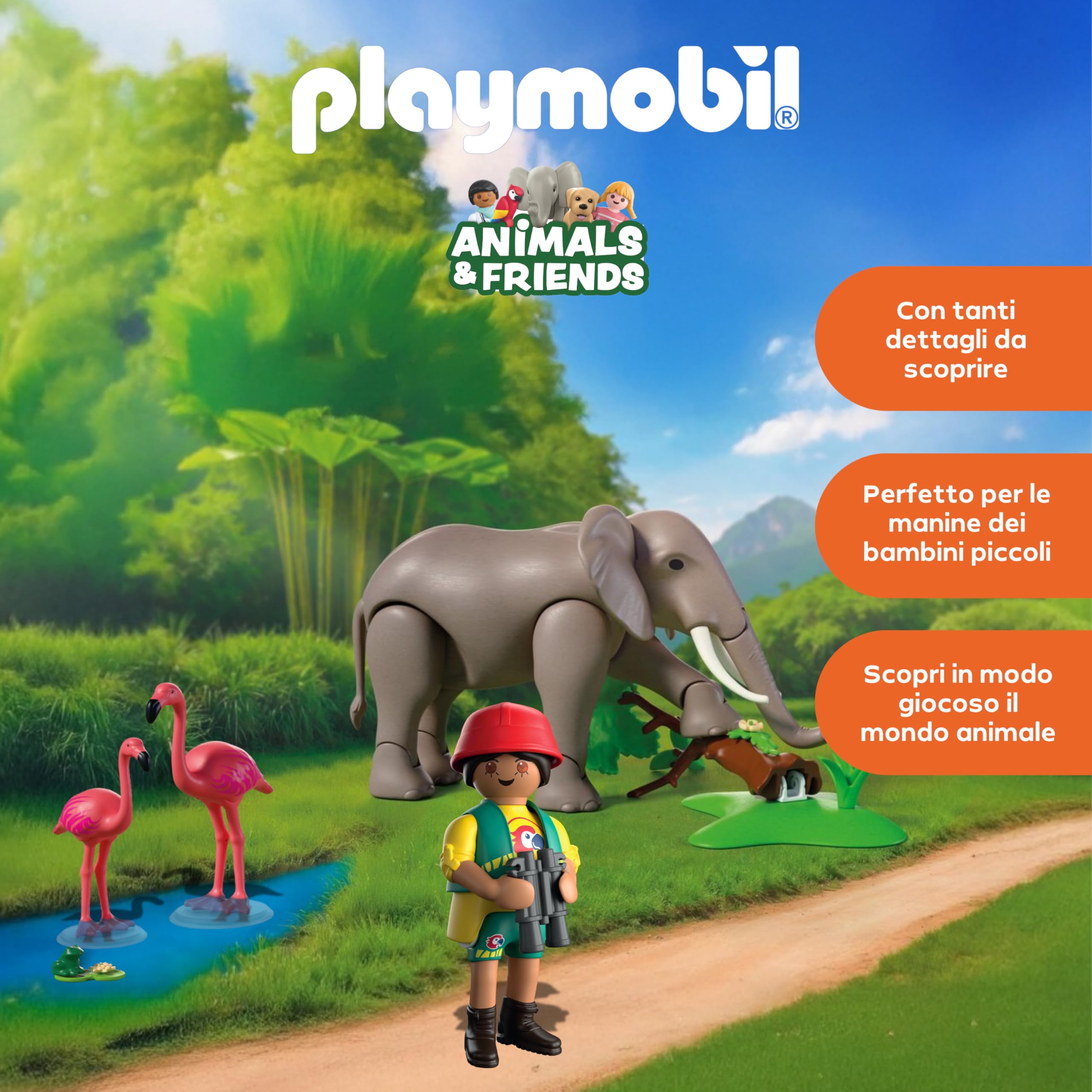 Playmobil Animals 72068 elefante con guardiano zoo