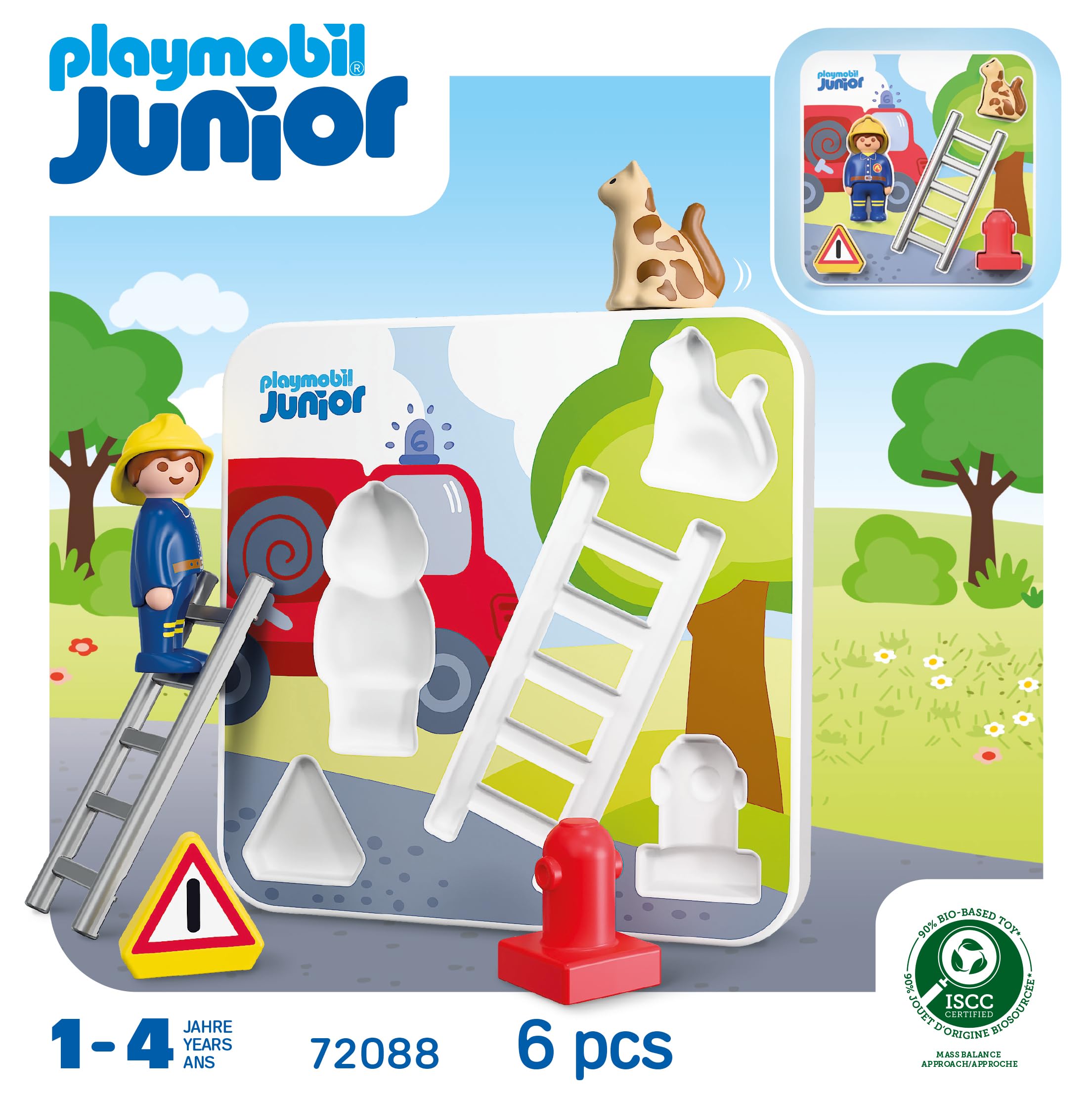 PLAYMOBIL Junior 72088 puzzle pompieri legno 5 pezzi